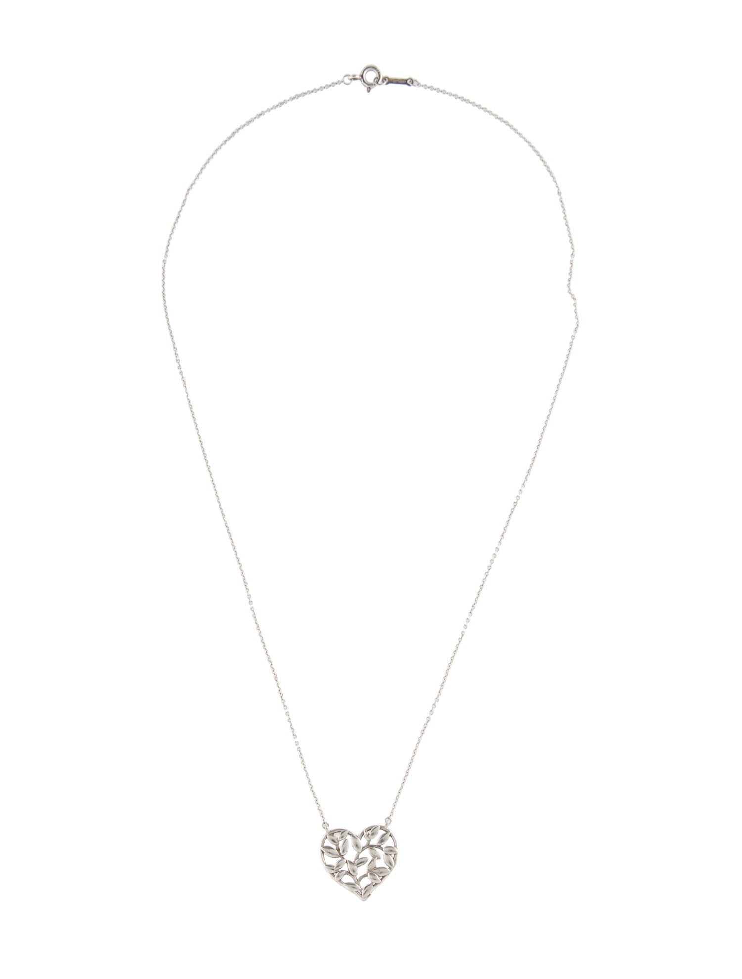 Tiffany & Co. Olive Leaf Heart Pendant Necklace