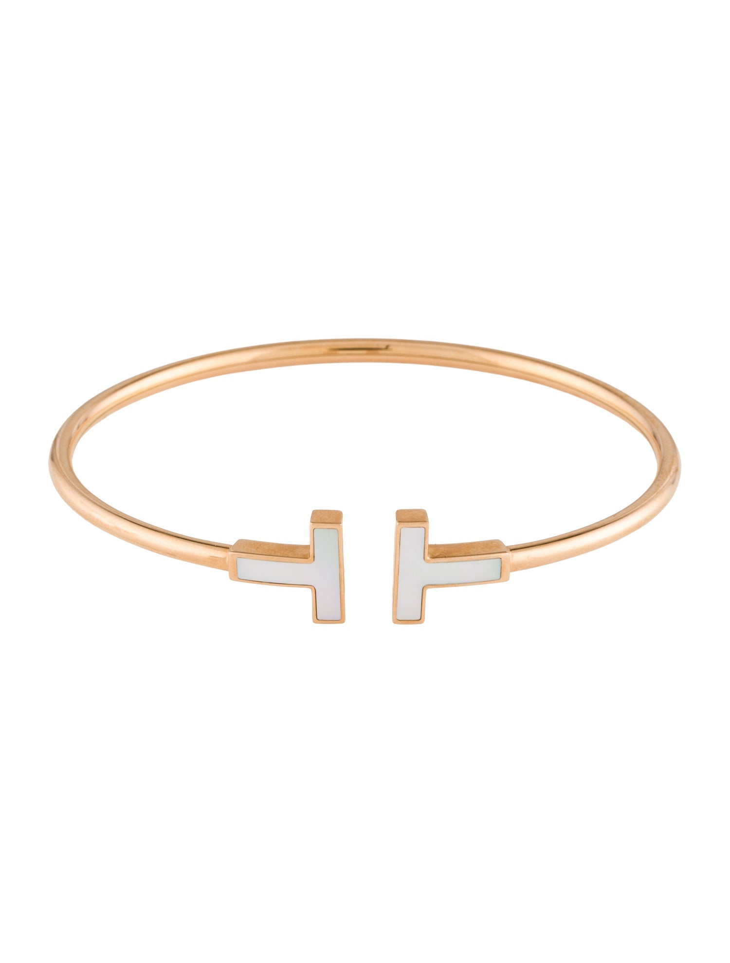 Tiffany & Co. T 18K Mother Of Pearl Wire Bracelet