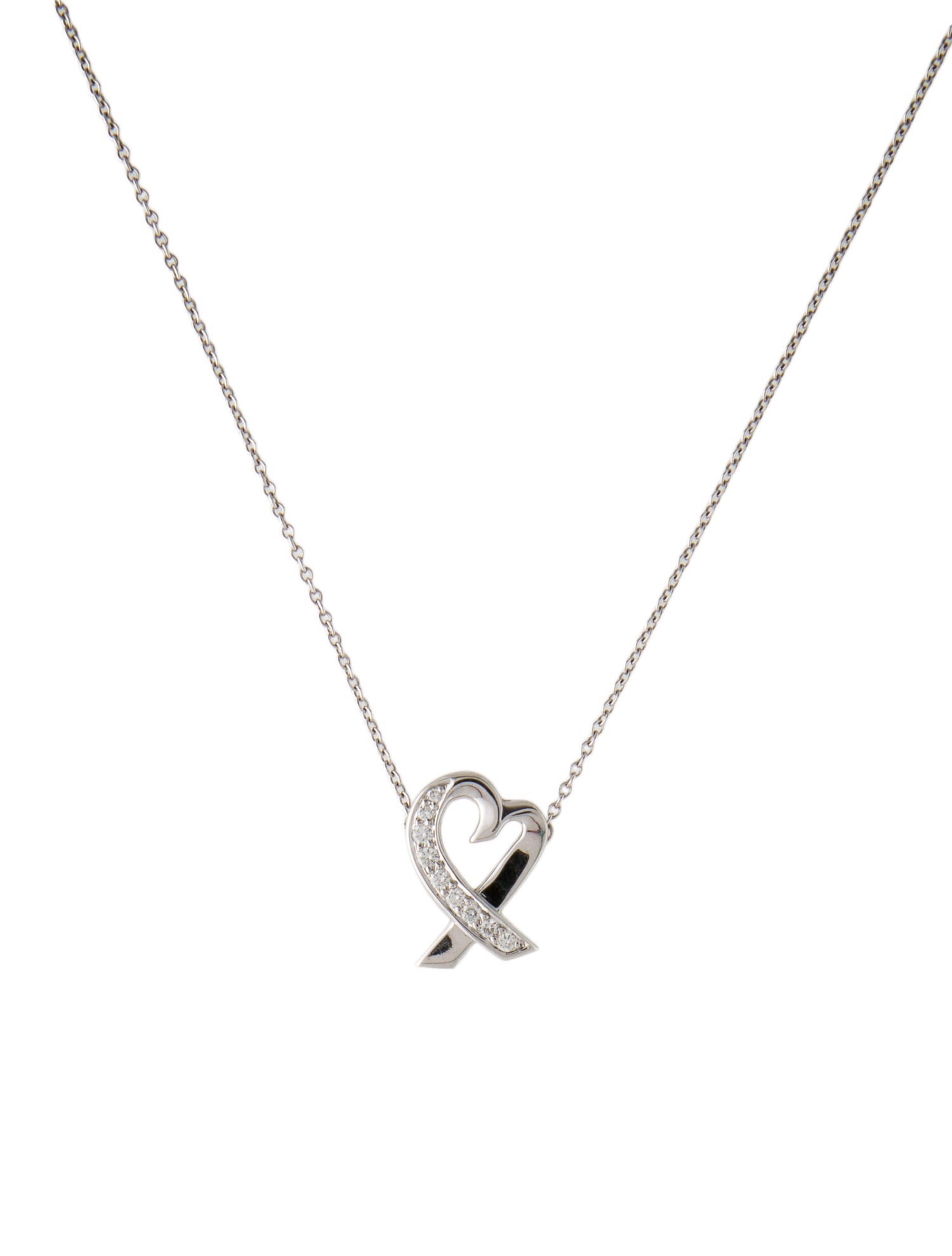 Tiffany & Co. 18K Diamond Loving Heart Pendant Necklace