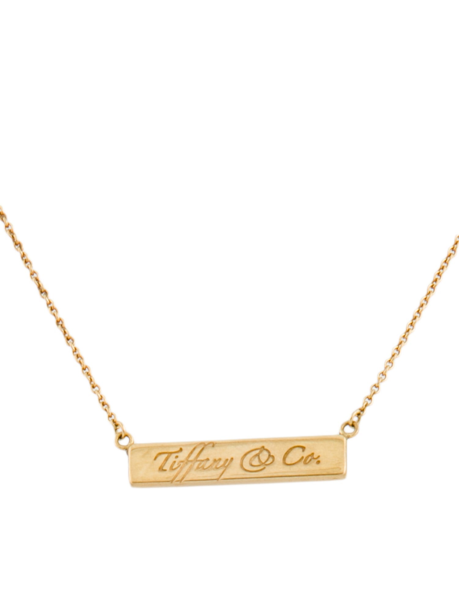 Tiffany & Co. 18K Notes Bar Pendant Necklace