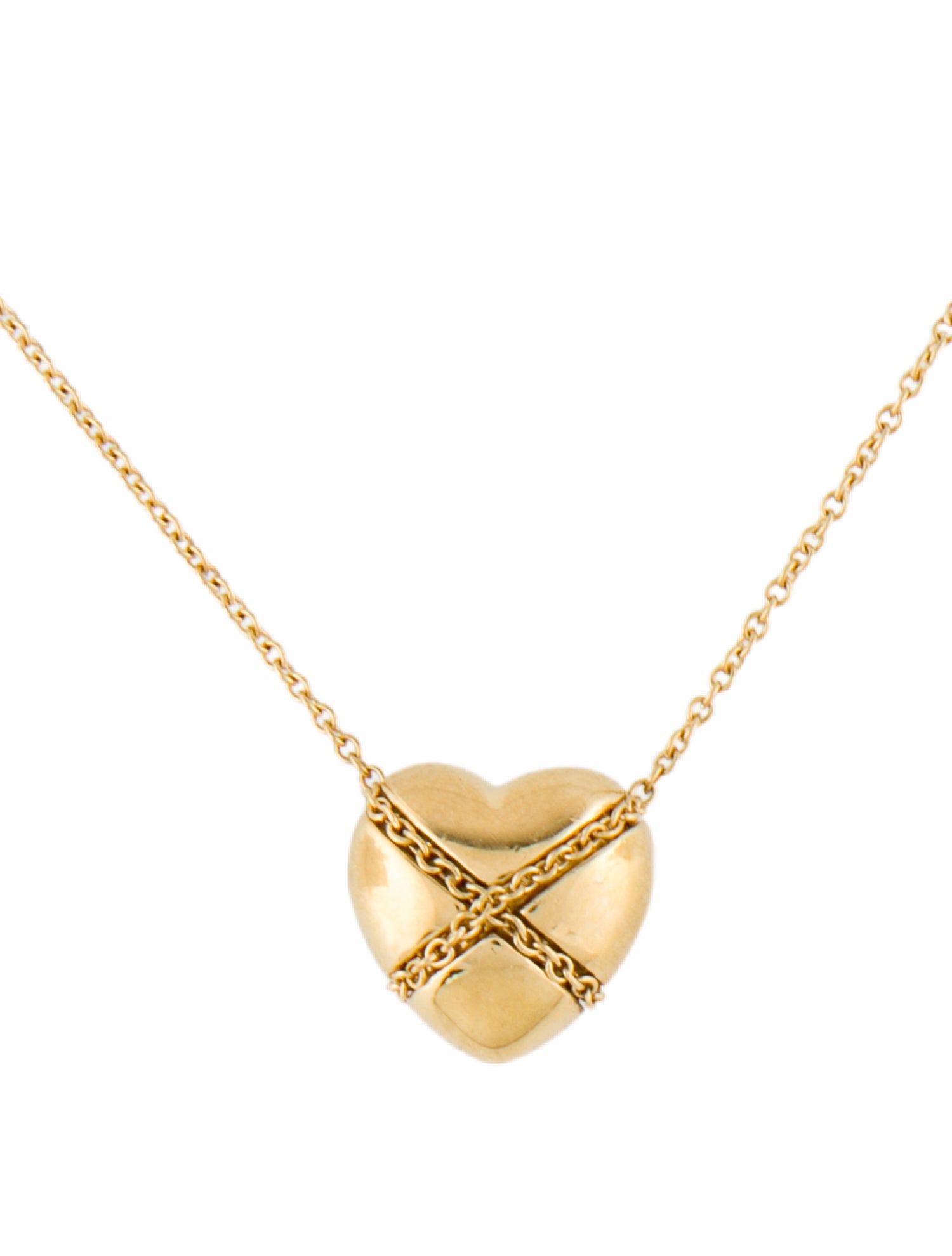 Tiffany & Co. 18K Cross My Heart Pendant Necklace