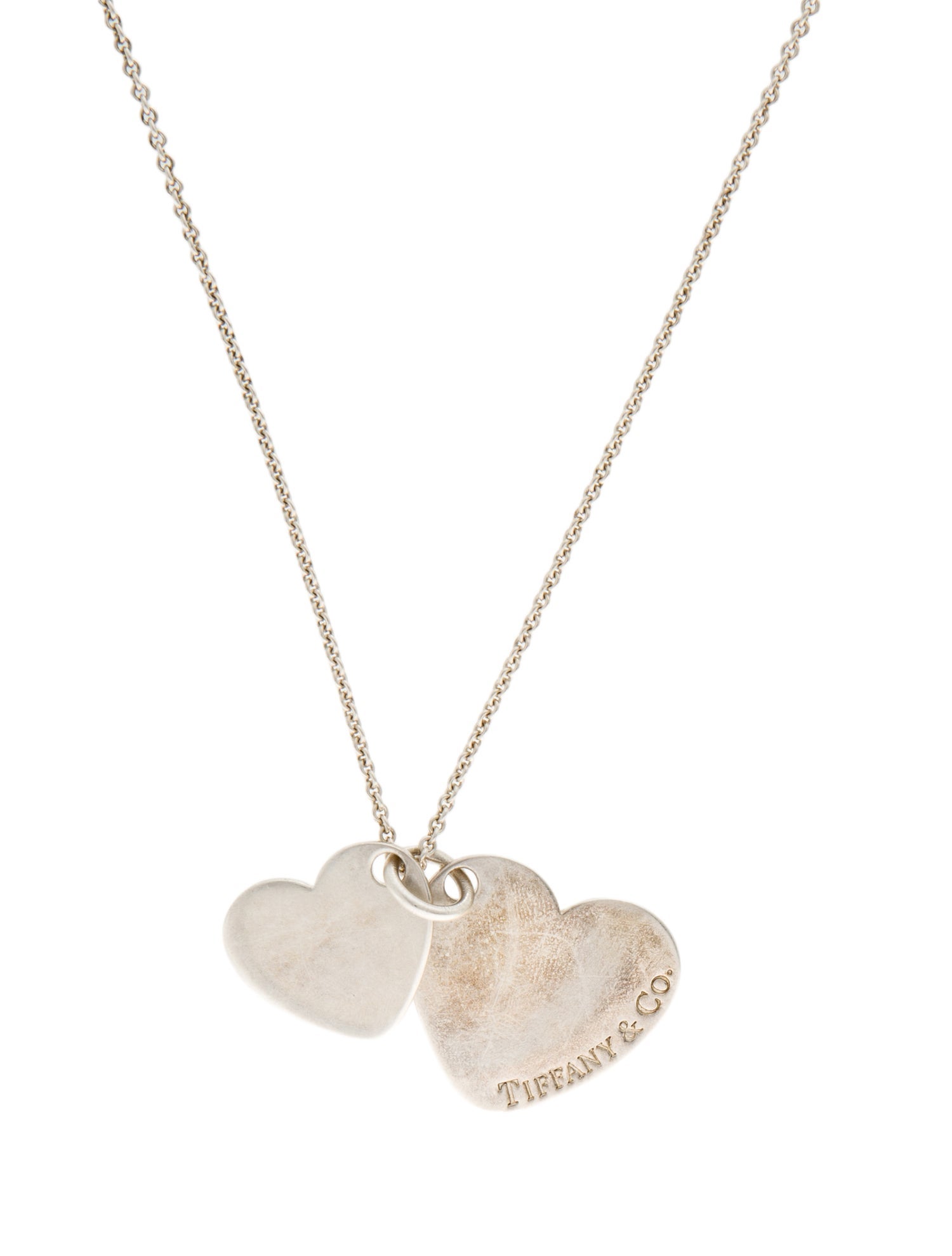 Tiffany & Co. Solid Double Heart Pednant Necklace