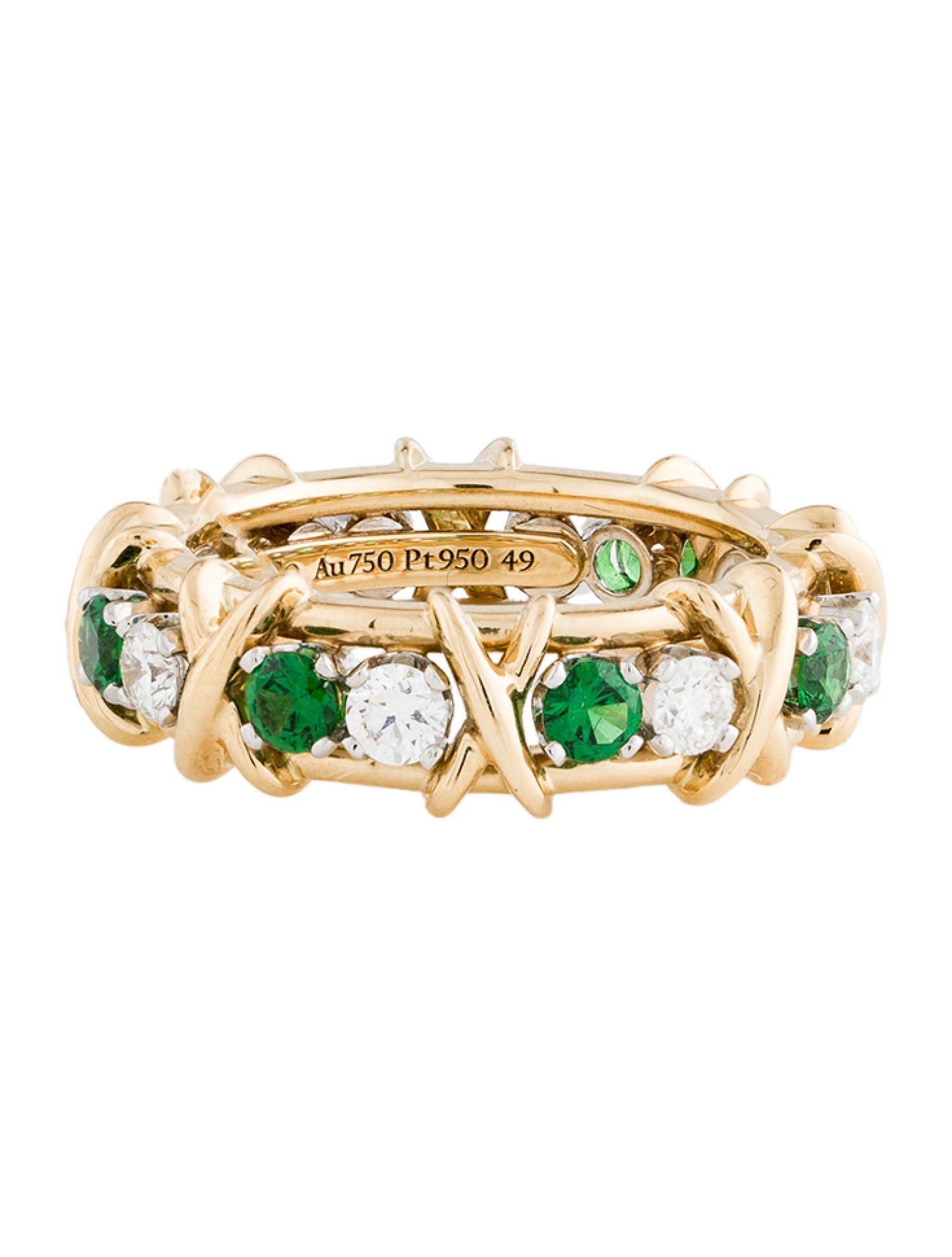 Tiffany & Co. 18K Tsavorite & Diamond Sixteen Stone Ring