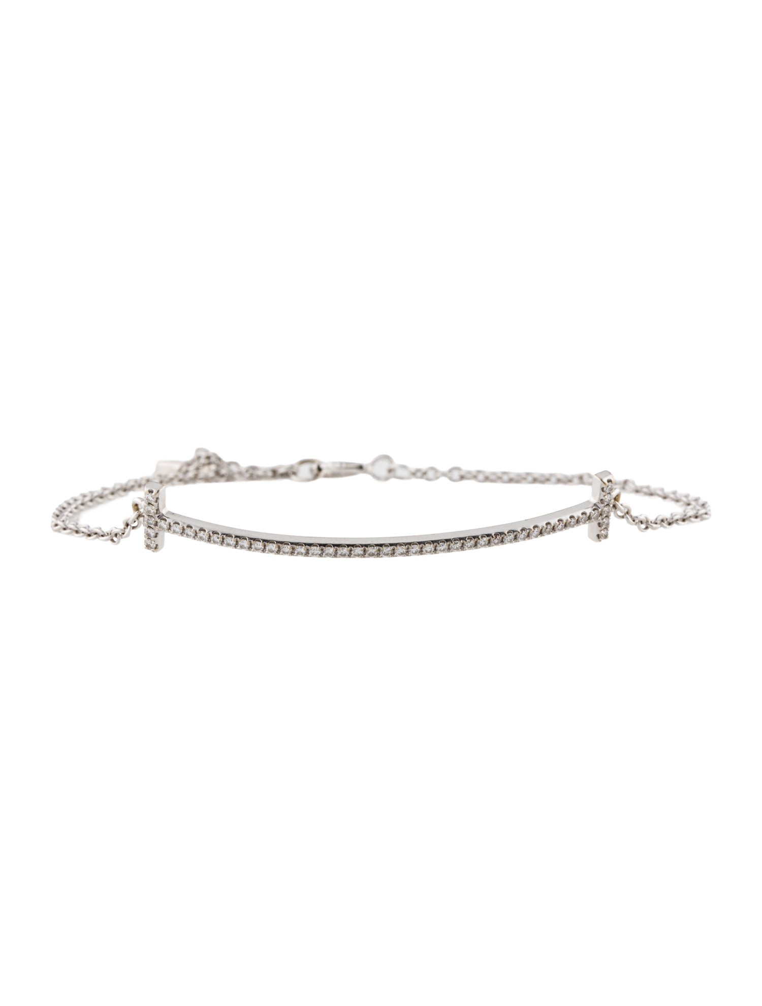 Tiffany & Co. 18K Diamond T Smile Bracelet