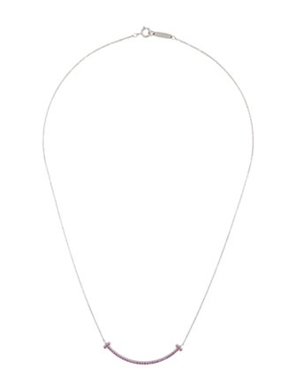 Tiffany & Co. 18K Pink Sapphire T Smile Necklace