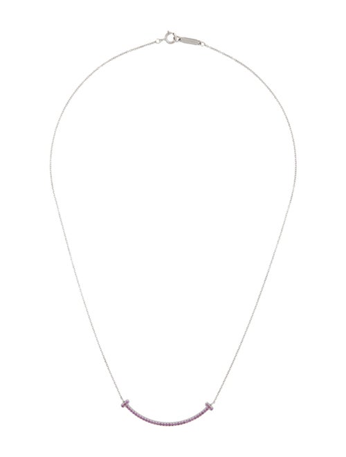 Tiffany & Co. 18K Pink Sapphire T Smile Necklace