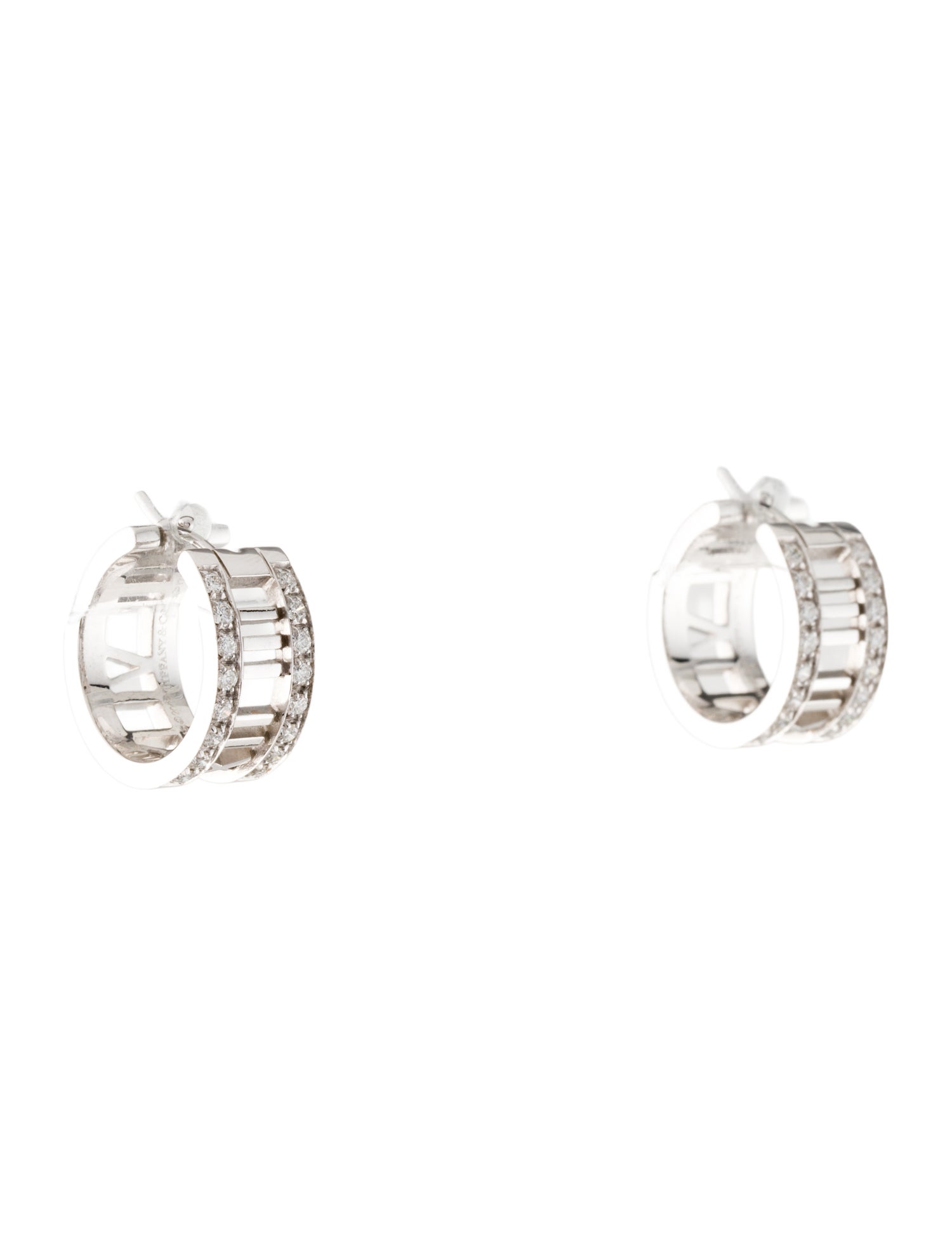 Tiffany & Co. Vintage 18K Diamond Atlas Hoop Earrings