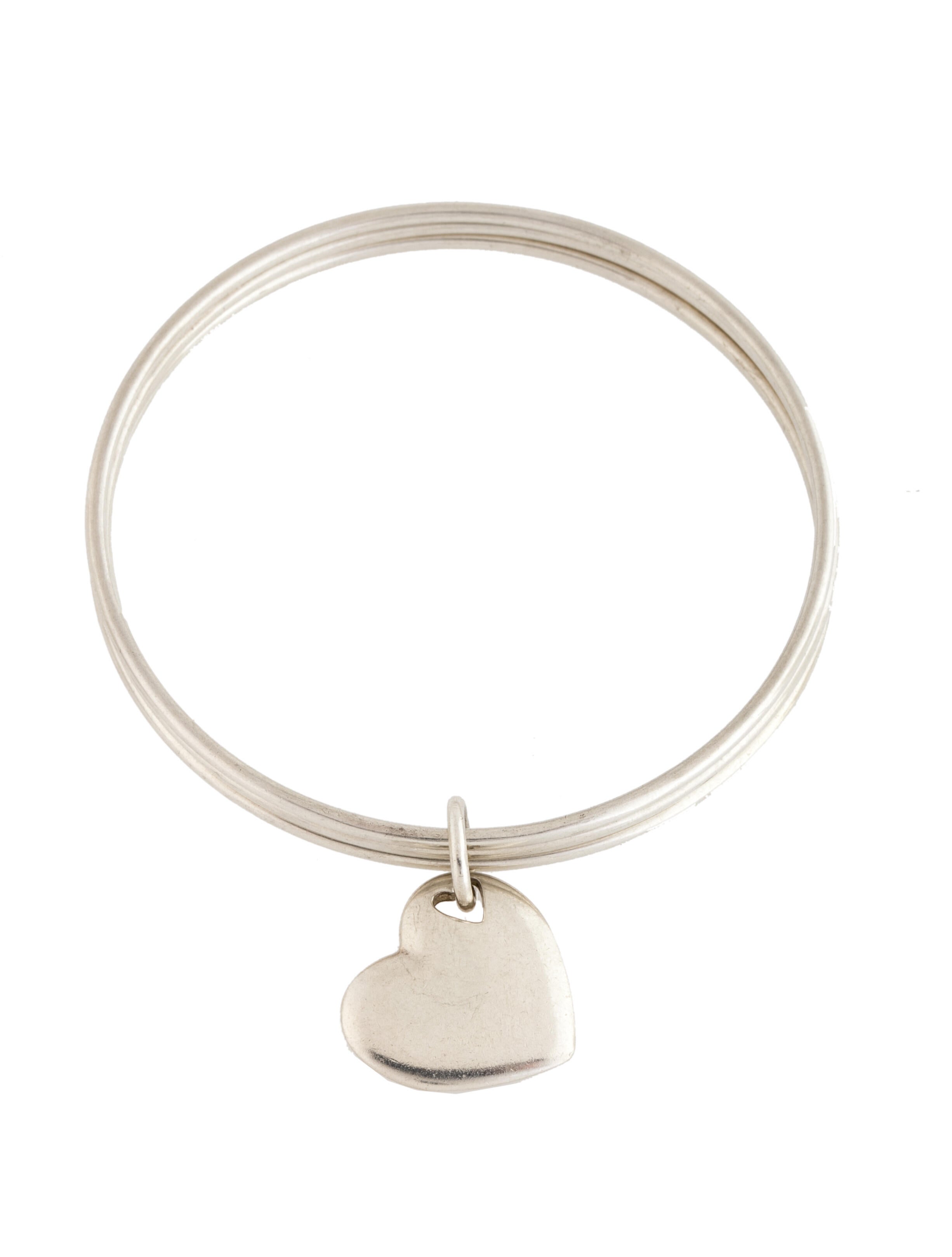 Tiffany & Co. Heart Charm Triple Bangle Bracelet