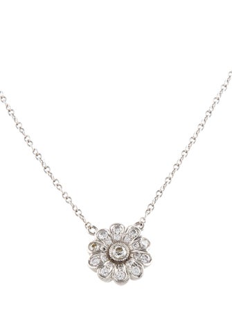 Tiffany & Co. Platinum Diamond Flower Pendant Necklace