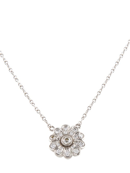 Tiffany & Co. Platinum Diamond Flower Pendant Necklace