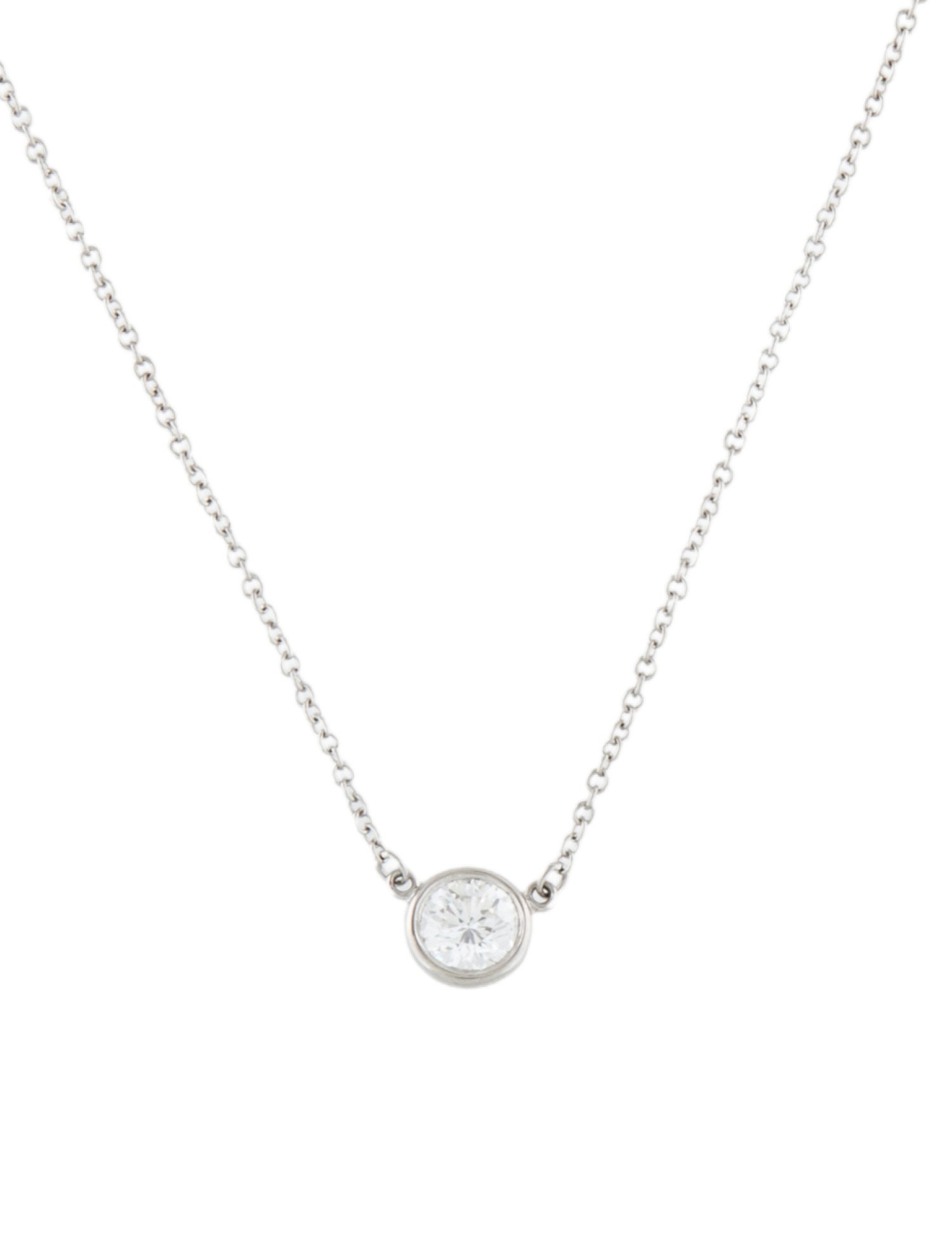 Tiffany & Co. Platinum Diamonds by the Yard Single Diamond Pendant Necklace