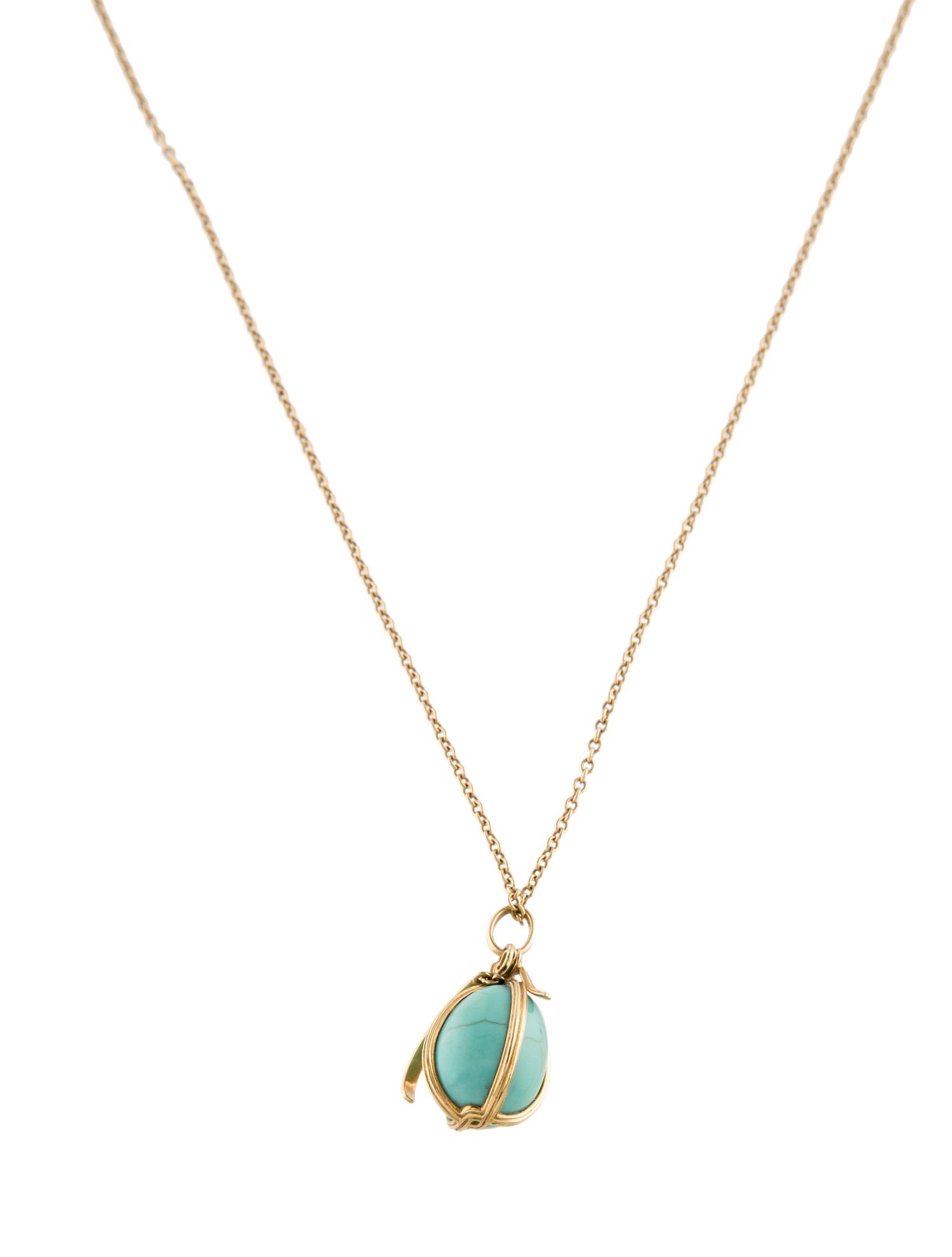 Tiffany & Co. 18K Turquoise Egg Pendant Necklace