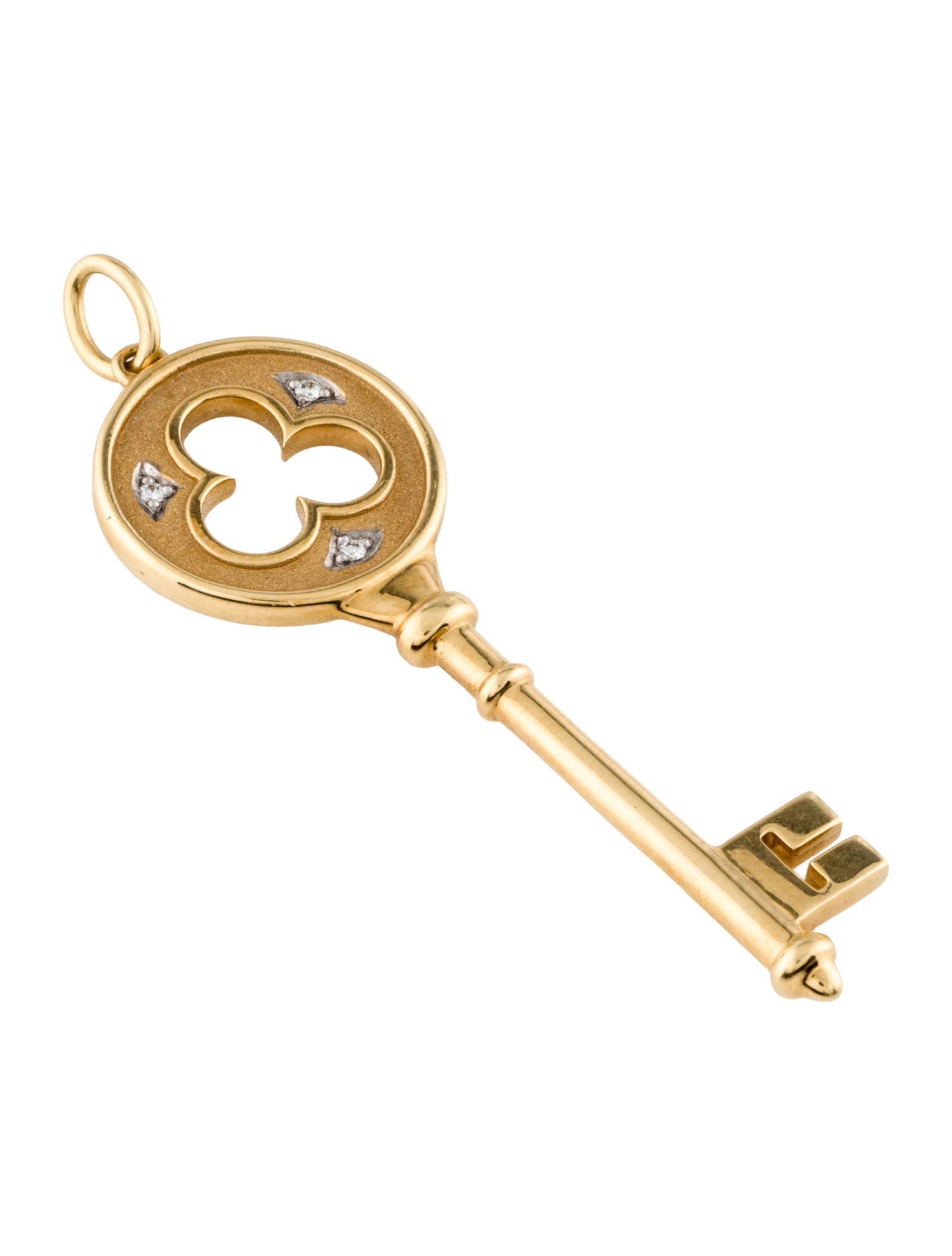 Tiffany & Co. 18K Diamond Clover Key Pendant