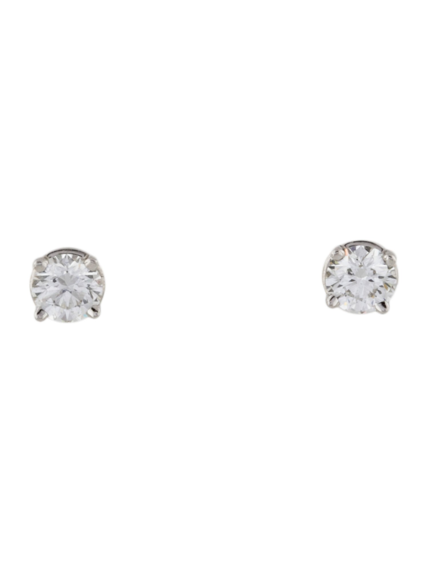 Tiffany & Co. Platinum Diamond Solitaire Stud Earrings