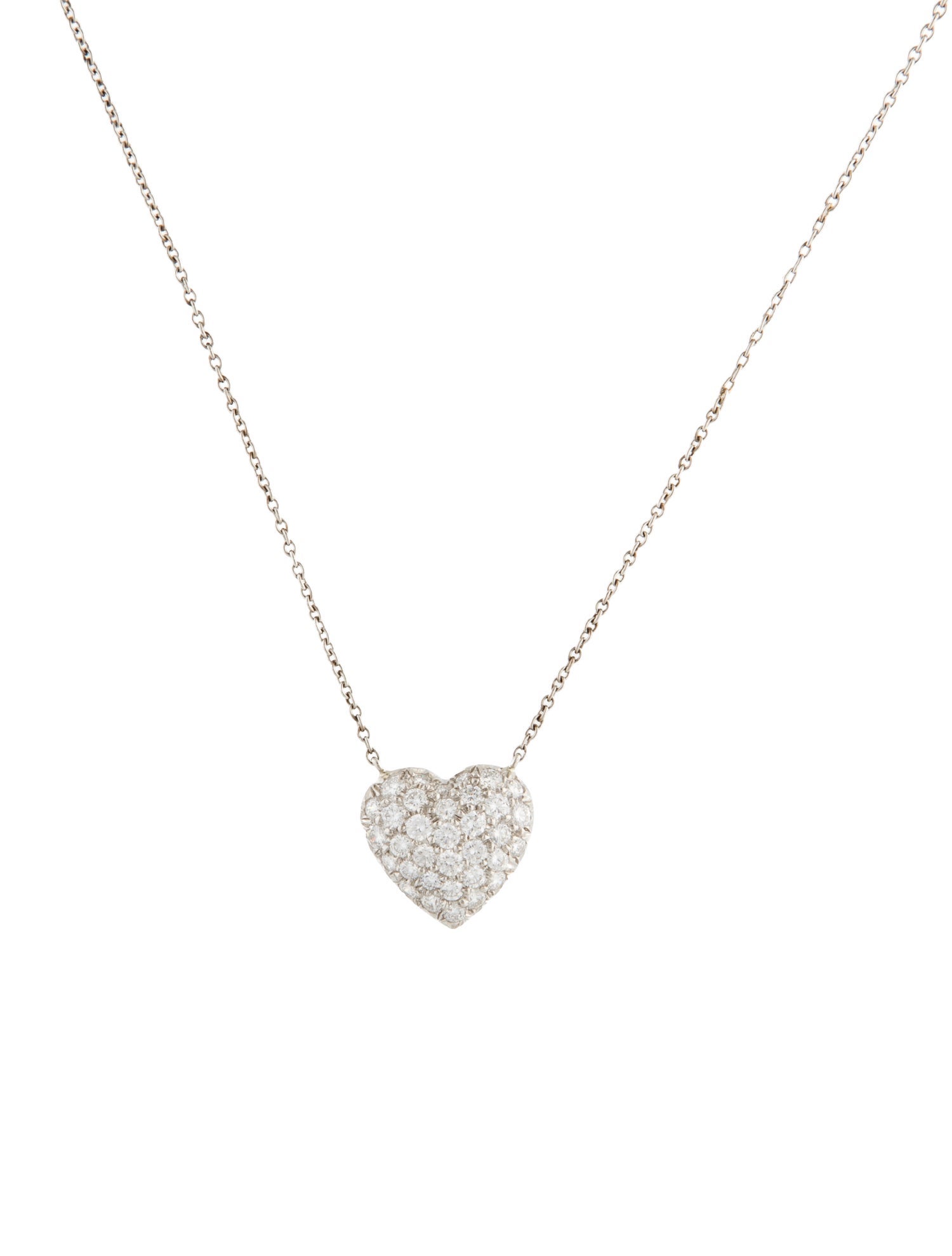 Tiffany & Co. Platinum Diamond Pavé Heart Pendant Necklace