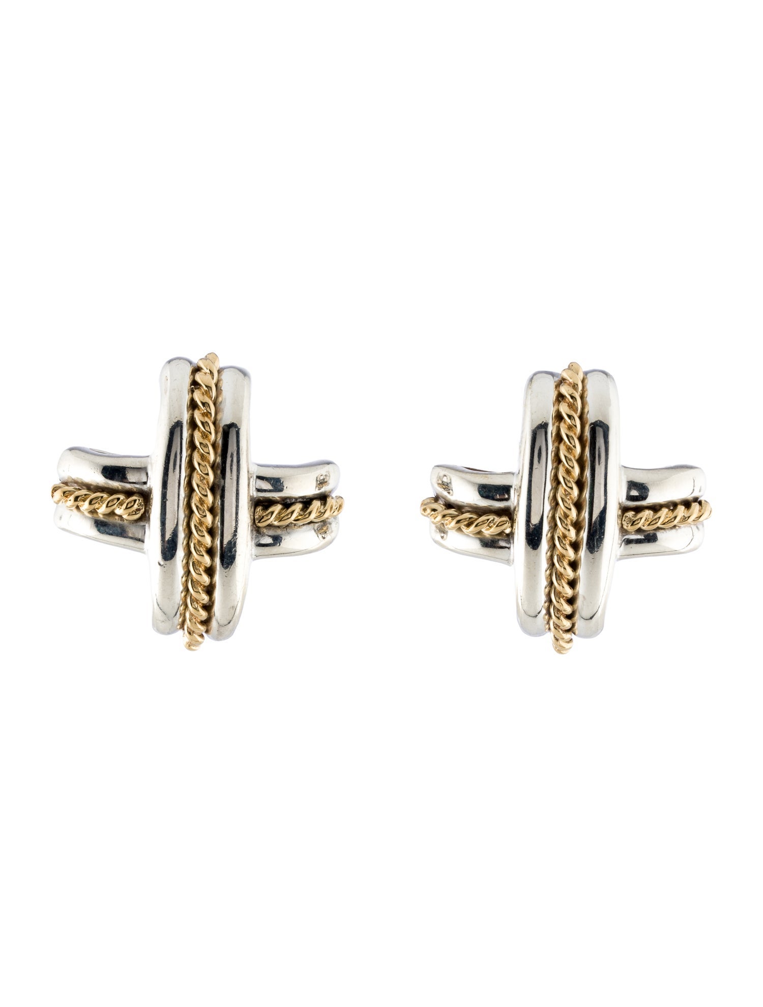 Tiffany & Co. Vintage Two-Tone Signature X Clip Earrings