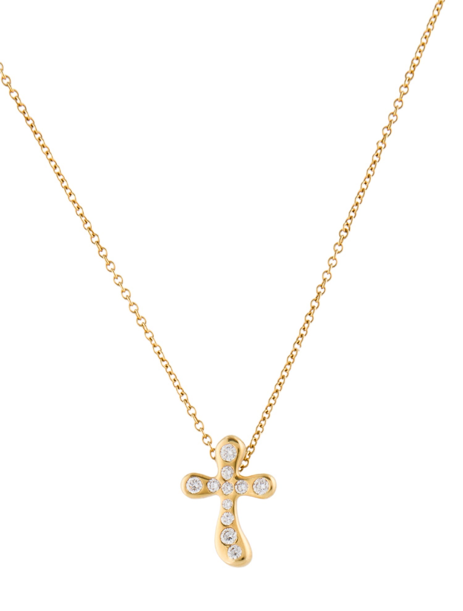 Tiffany & Co. Vintage 18K Diamond Cross Pendant Necklace