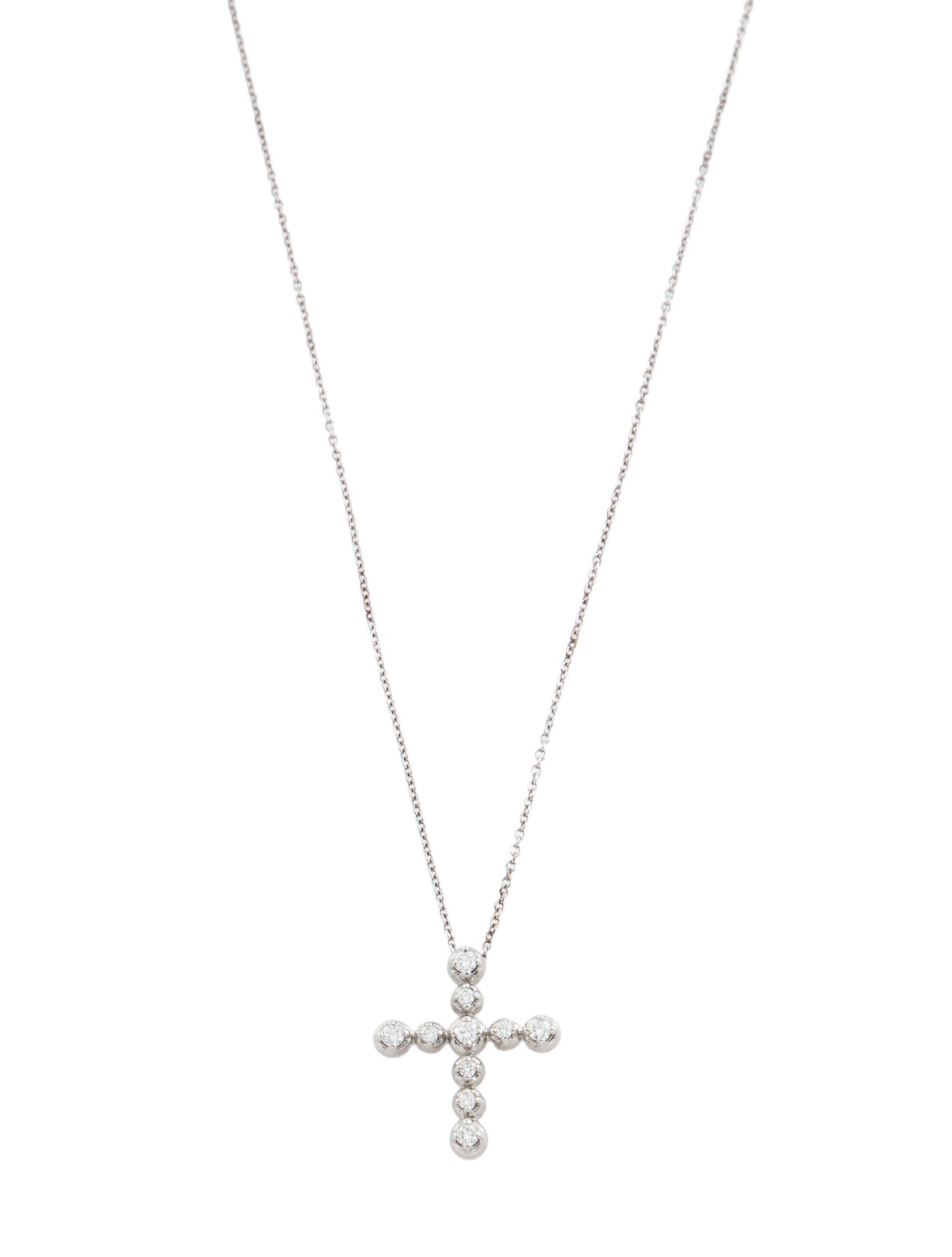 Tiffany & Co. 18K Diamond Cross Pendant Necklace