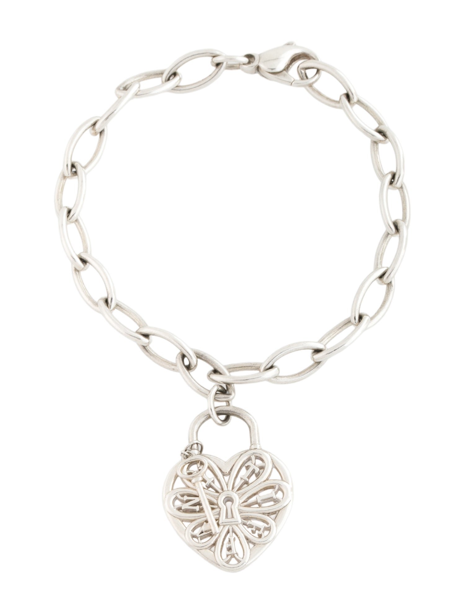 Tiffany & Co. Filigree Heart Lock & Key Charm Bracelet