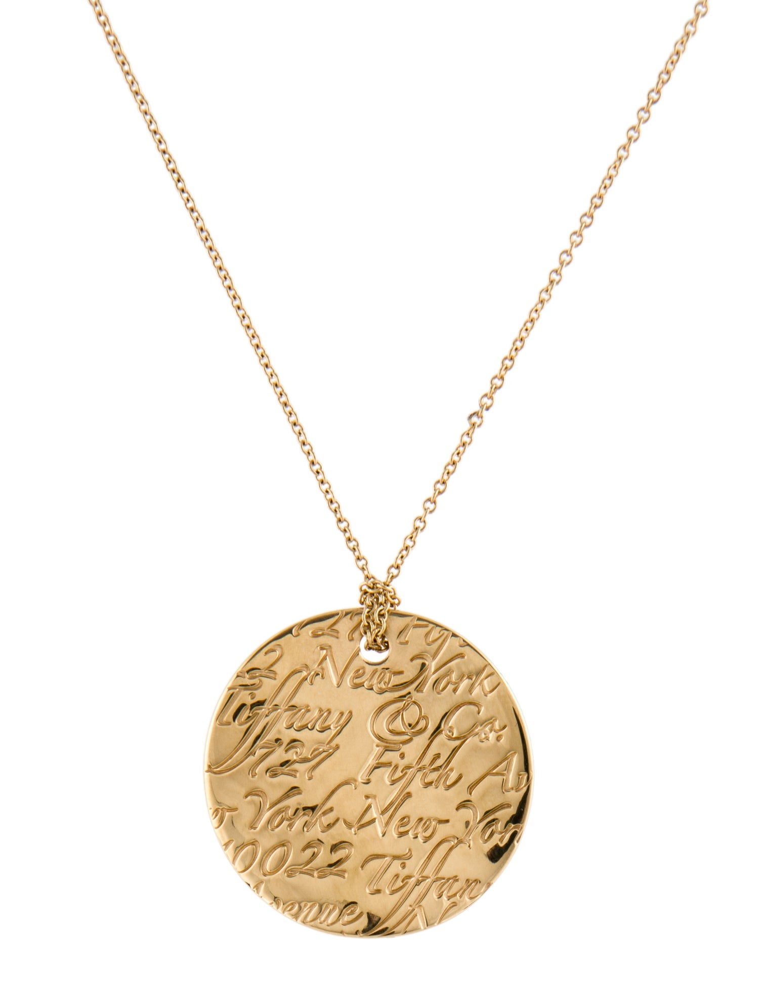 Tiffany & Co. 18K Notes Round Wave Pendant Necklace