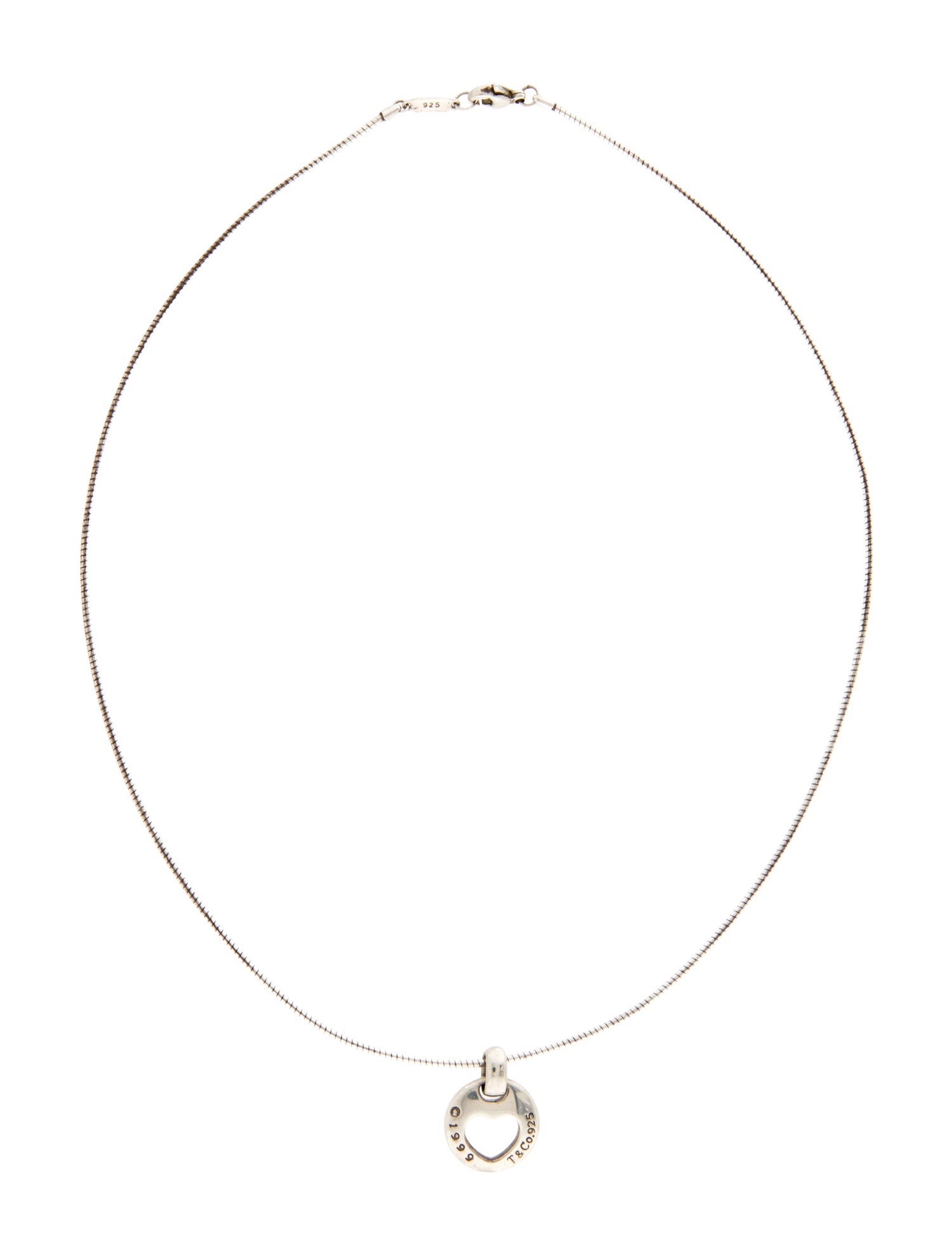 Tiffany & Co. Vintage Stencil Cut Out Heart Pendant Necklace