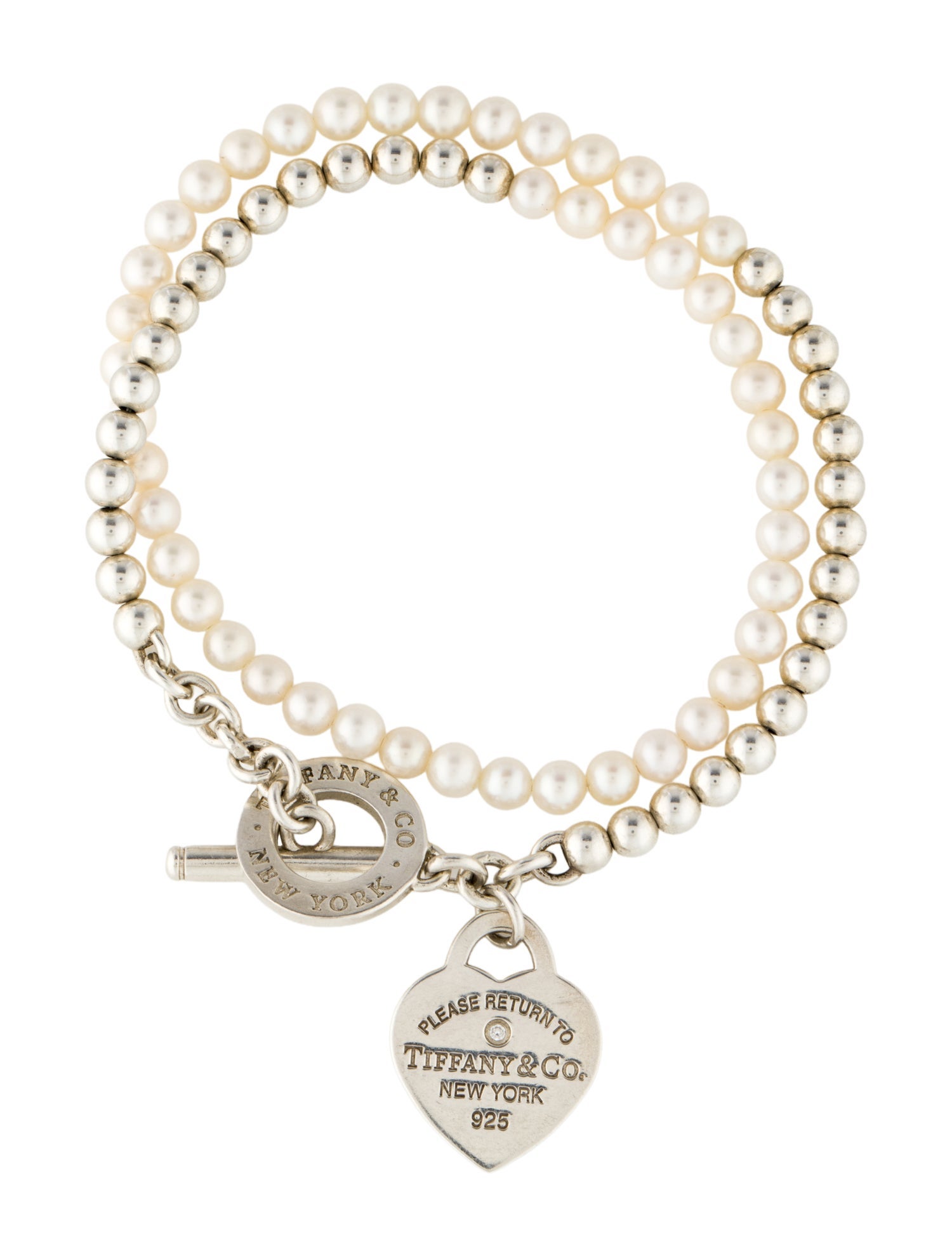 Tiffany & Co. Pearl & Diamond Wrap Bead Bracelet