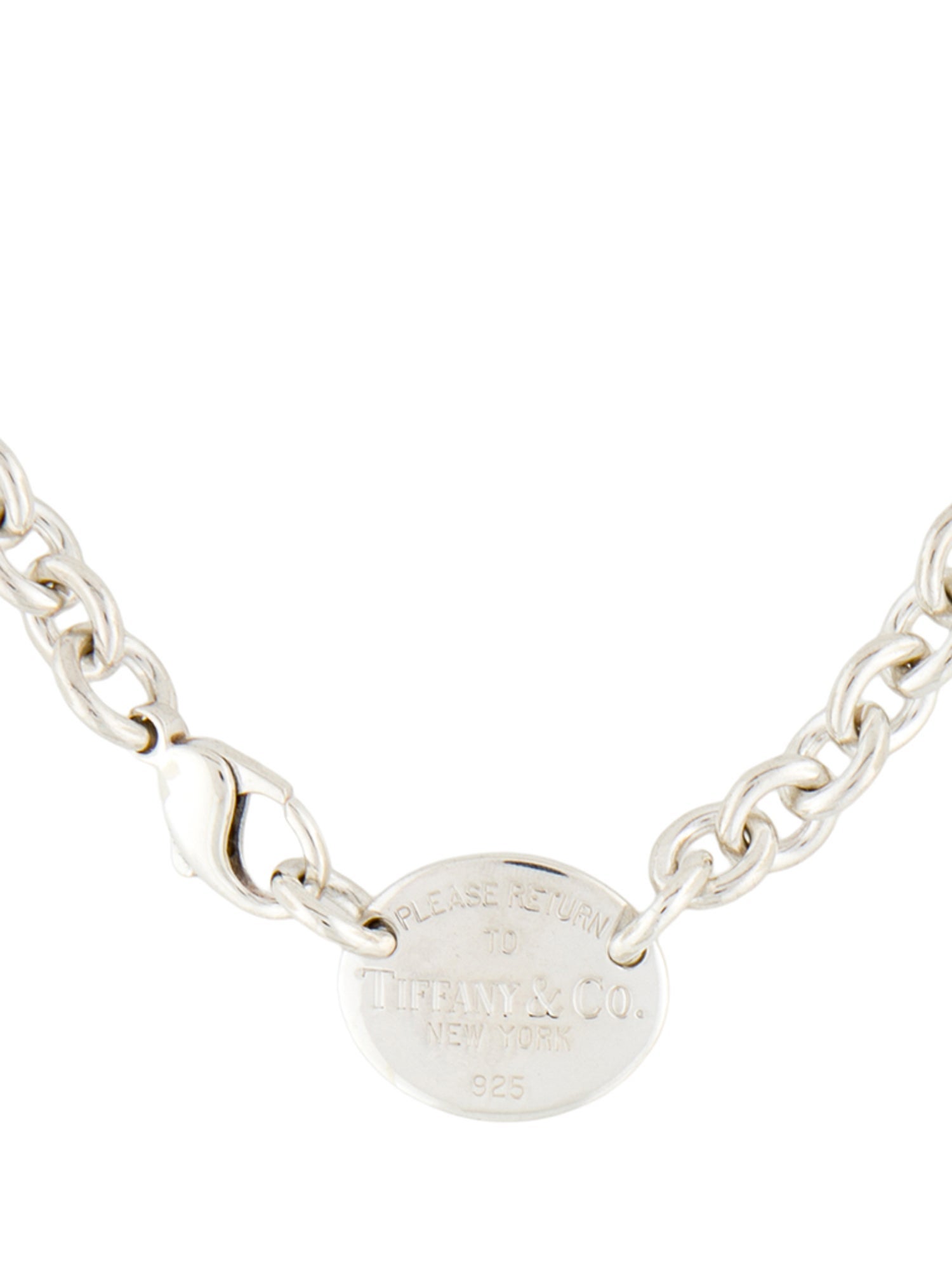 Tiffany & Co. Oval Tag Chain Link Choker Necklace