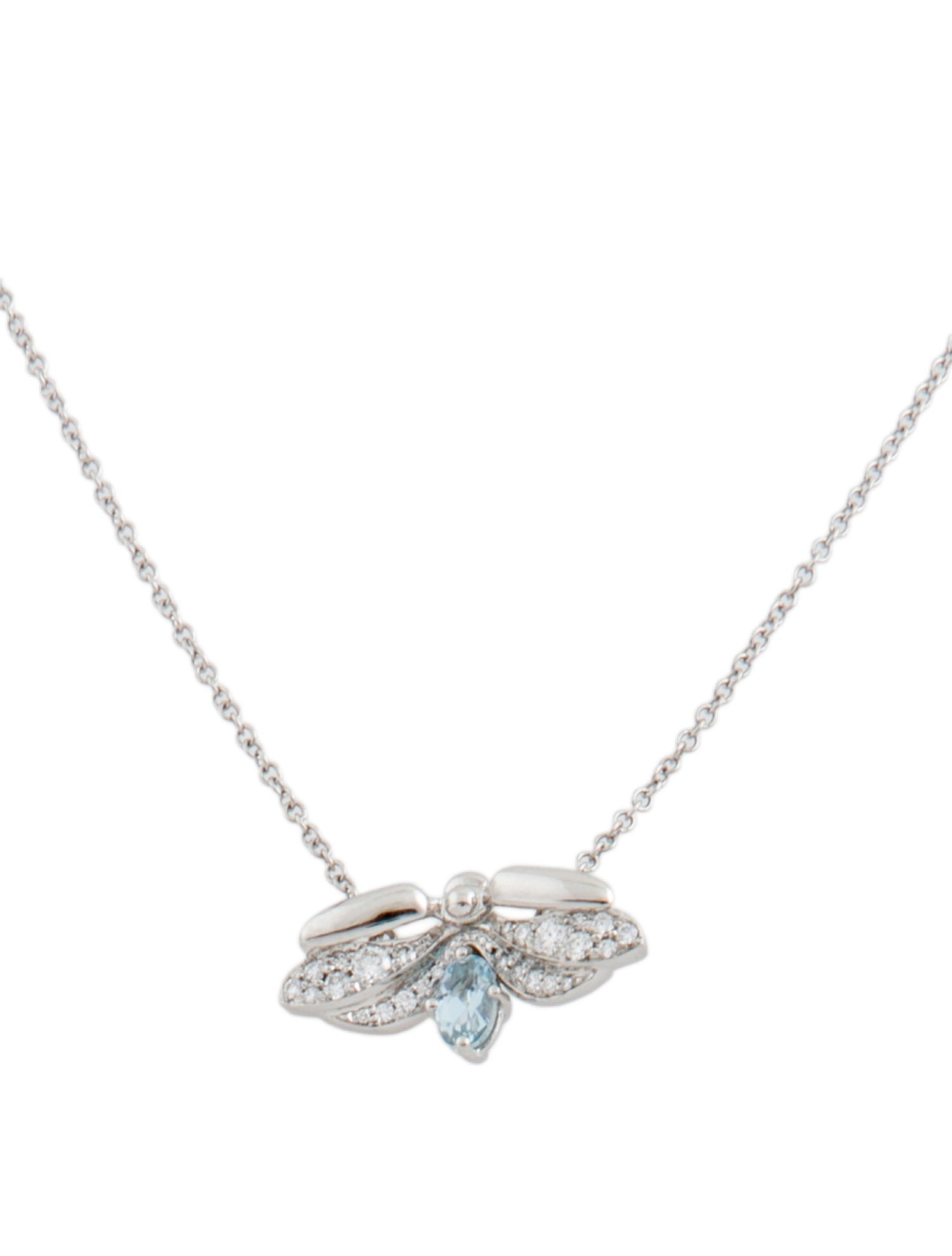 Tiffany & Co. Platinum Aquamarine & Diamond Firefly Pendant Necklace
