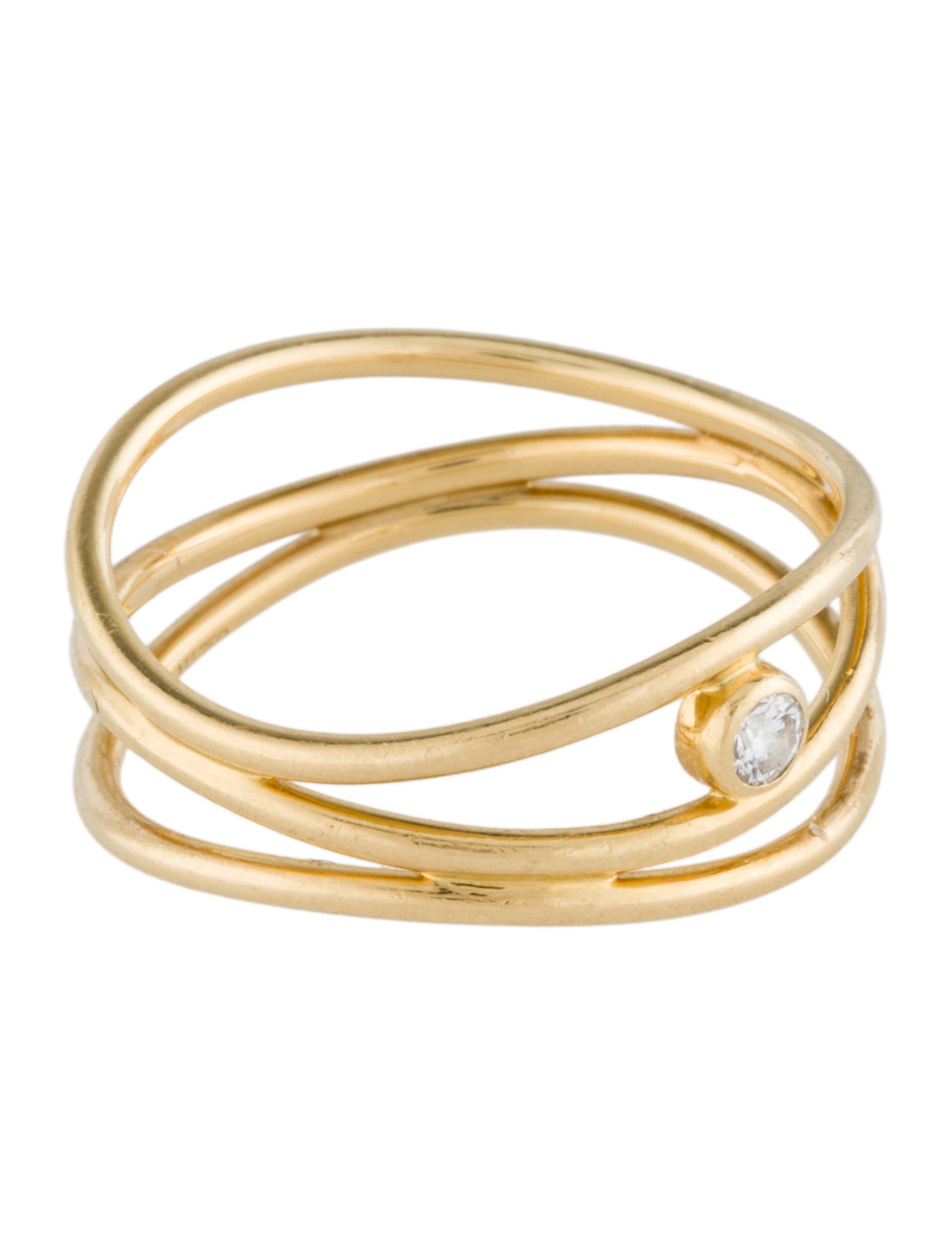 Tiffany & Co. 18K Diamond Three Row Wave Ring