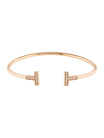 Tiffany & Co. 18K Diamond T Wire Cuff Bracelet
