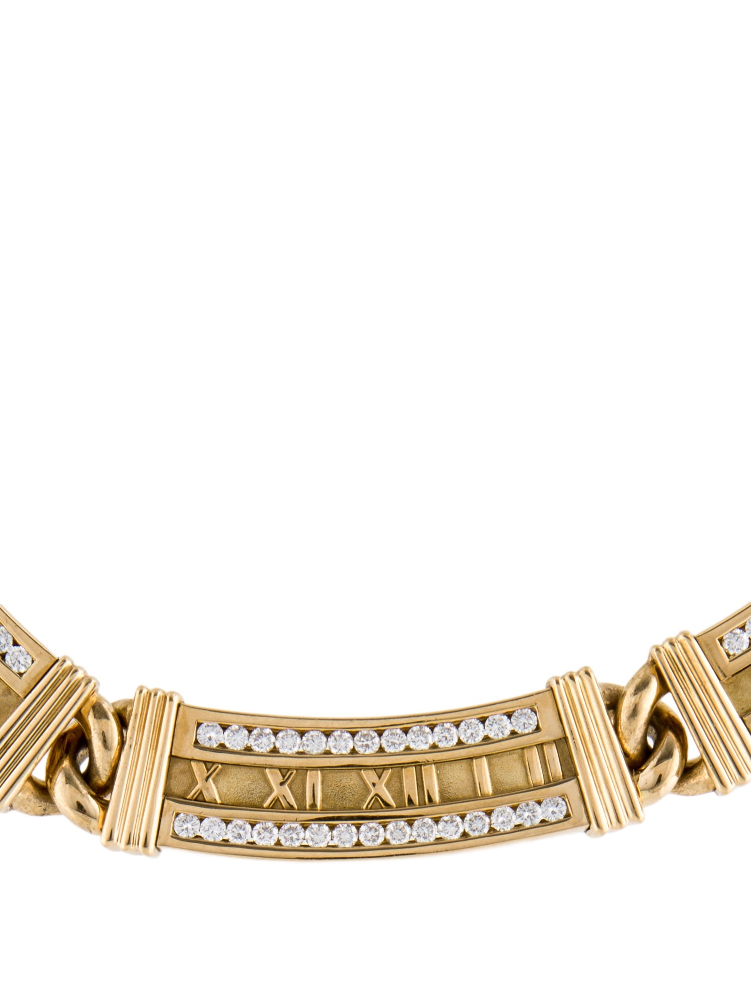 Tiffany & Co. Vintage 18K 3.36ctw Diamond Atlas Bar Link Collar Necklace