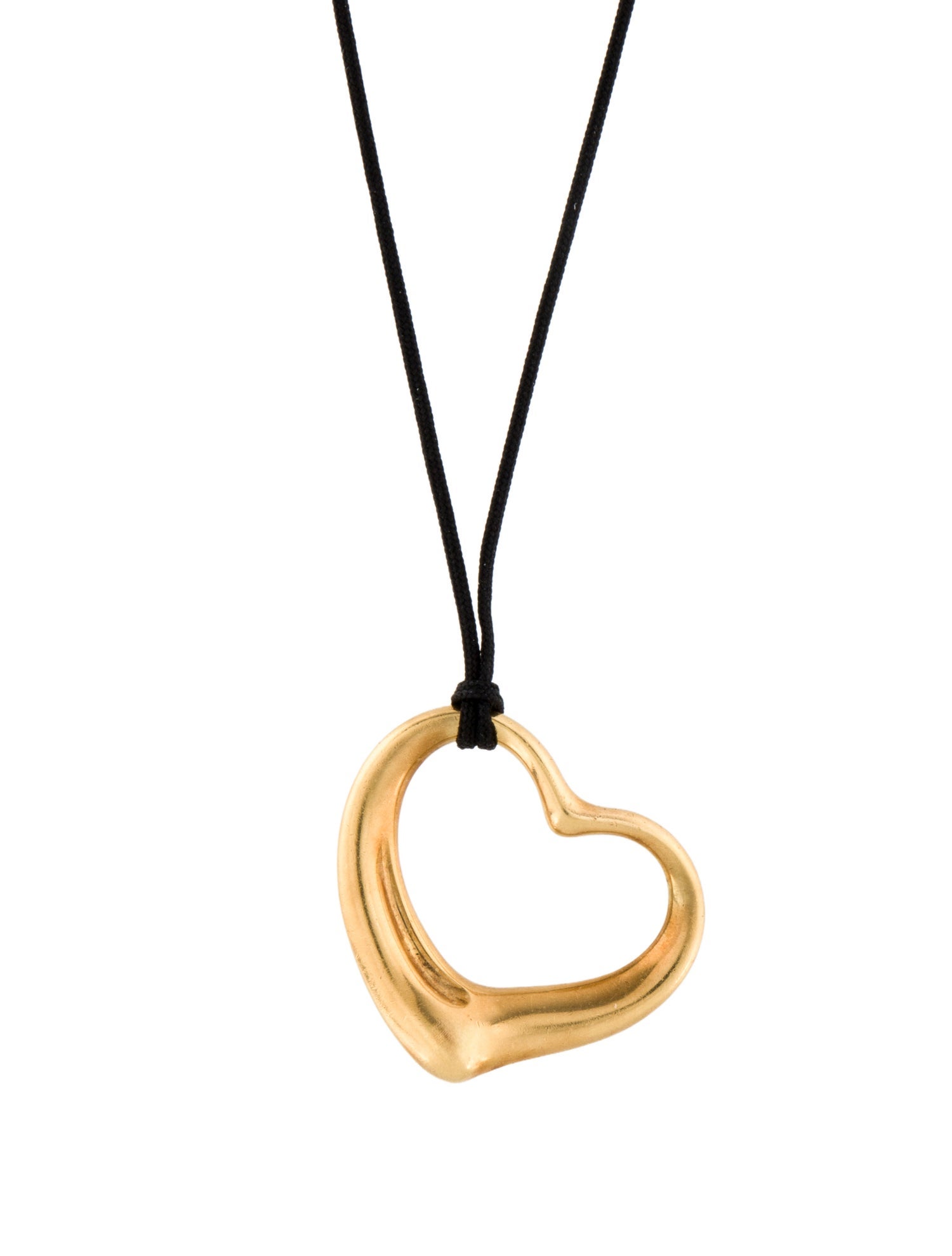 Tiffany & Co. 18K Open Heart Cord Pendant Necklace