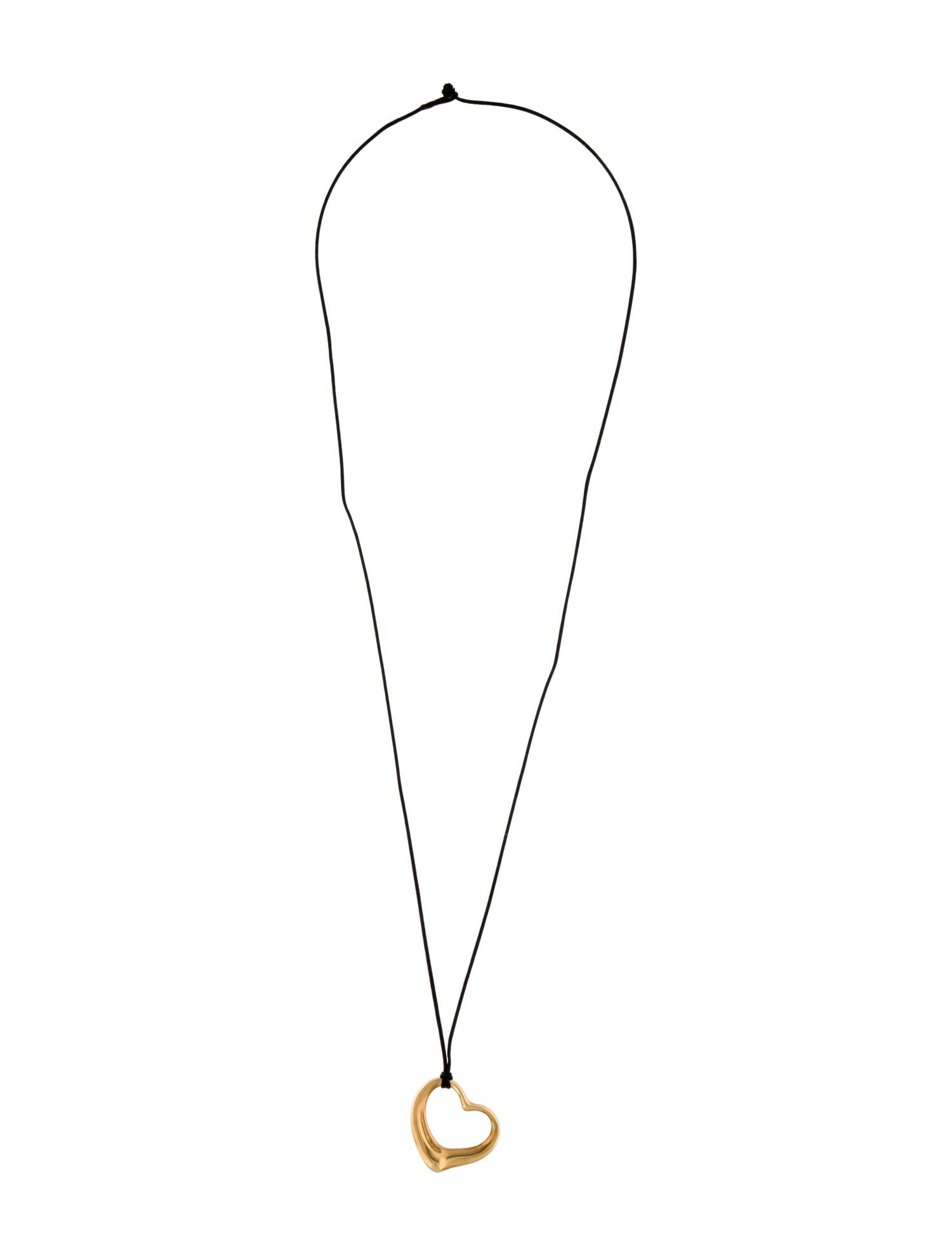 Tiffany & Co. 18K Open Heart Cord Pendant Necklace