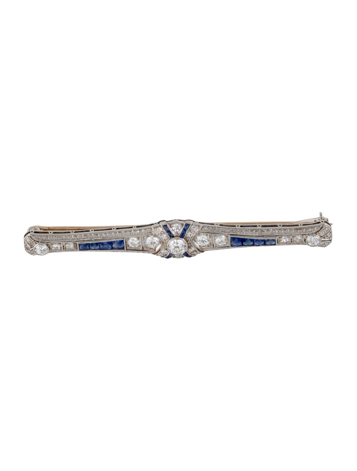 Tiffany & Co. Art Deco Platinum 1.25ctw Diamond & Sapphire Brooch