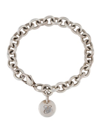 Tiffany & Co. Notes 'E' Initial Charm Round Link Bracelet
