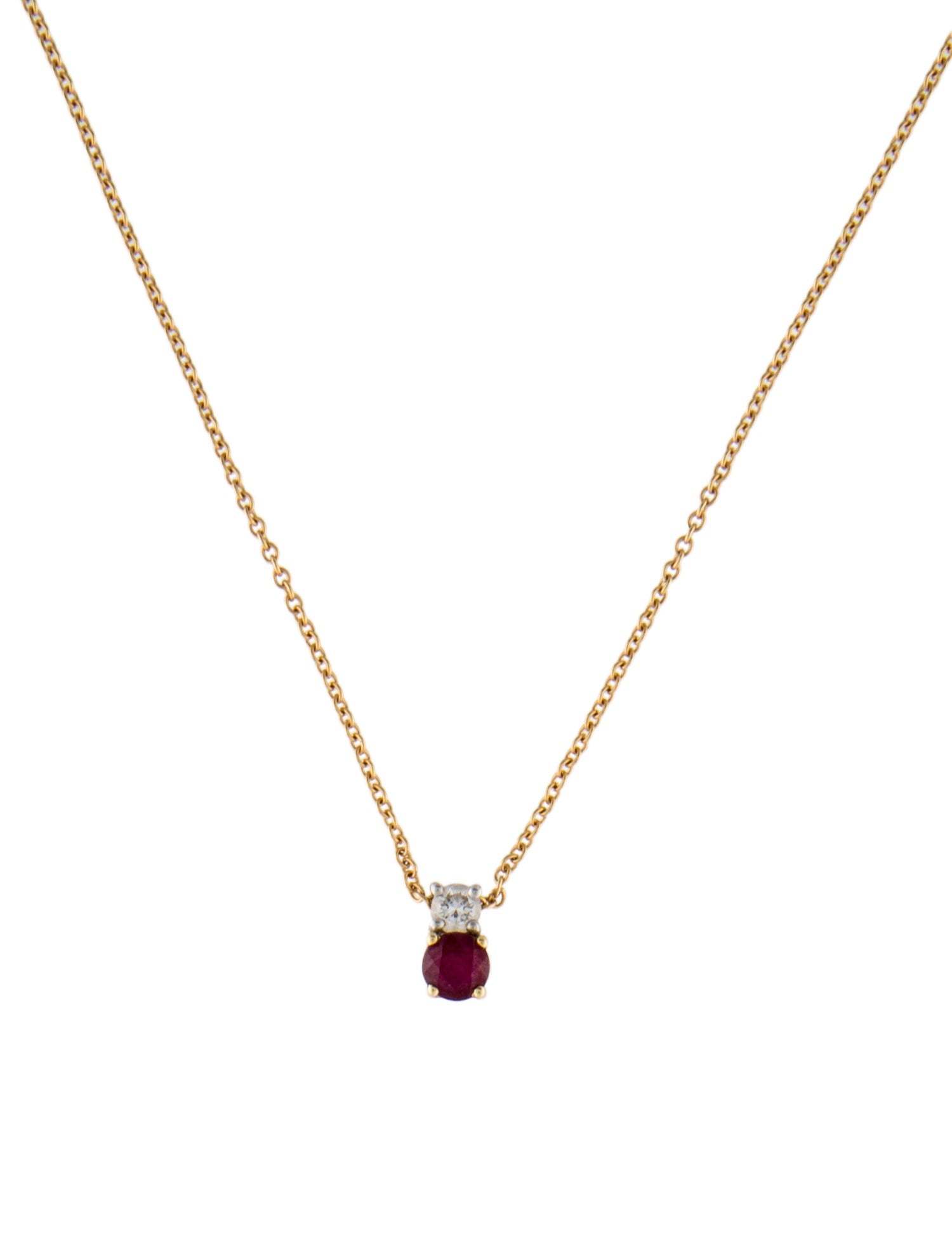 Tiffany & Co. 18K Ruby & Diamond Pendant Necklace