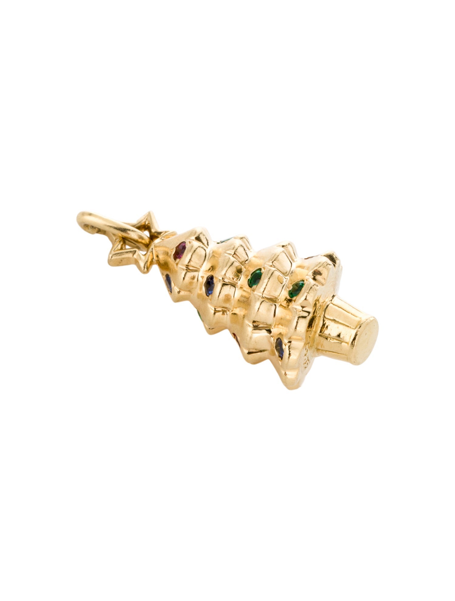 Tiffany & Co. 18K Ruby, Emerald, Sapphire Christmas Tree Charm