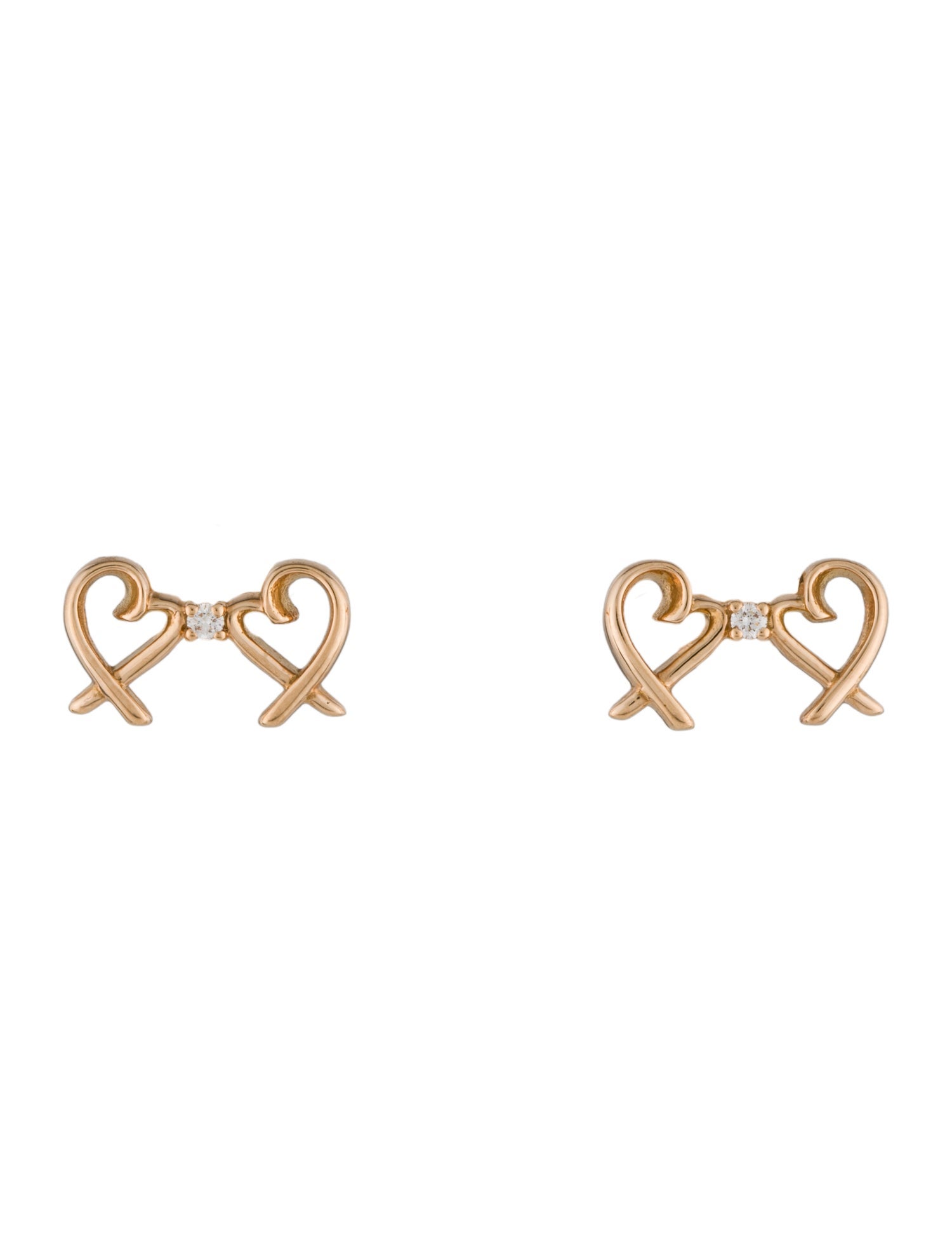 Tiffany & Co. 18K Diamond Double Loving Hearts Earrings