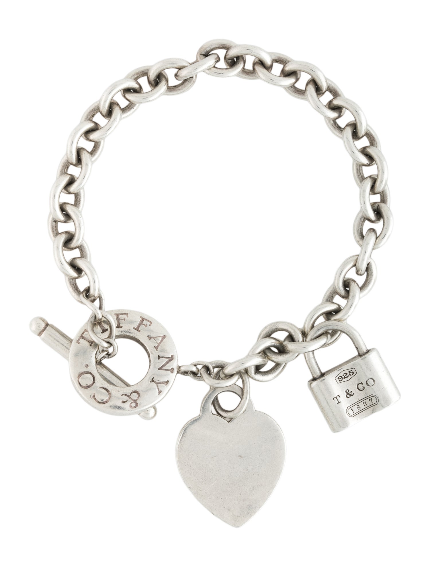 Tiffany & Co. Heart Tag & 1837 Lock Charm Toggle Bracelet