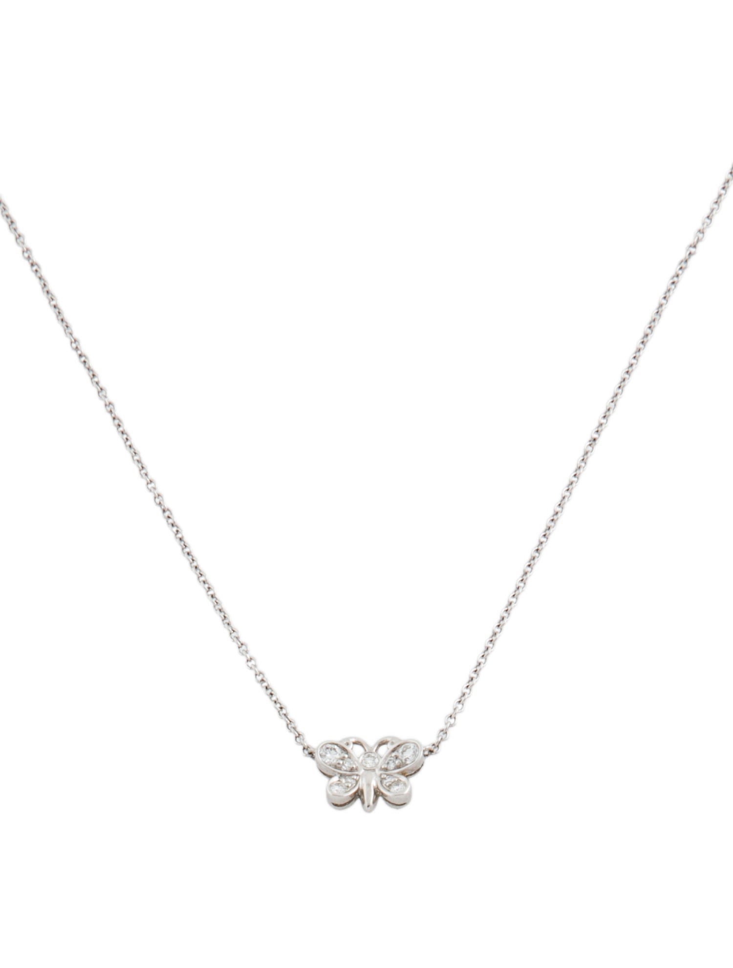 Tiffany & Co. Platinum Diamond Butterfly Pendant Necklace
