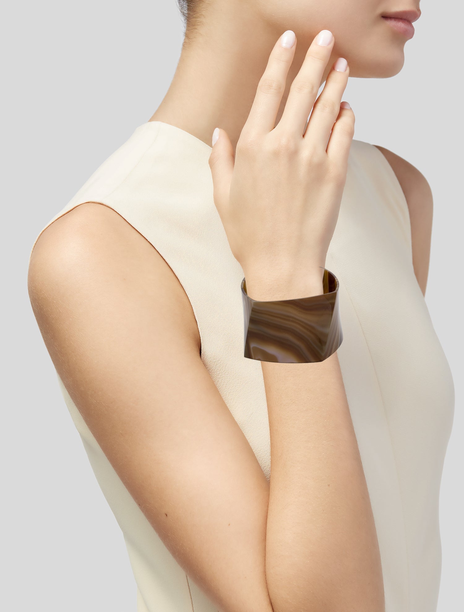 Tiffany & Co. Agate Torque Bangle Bracelet