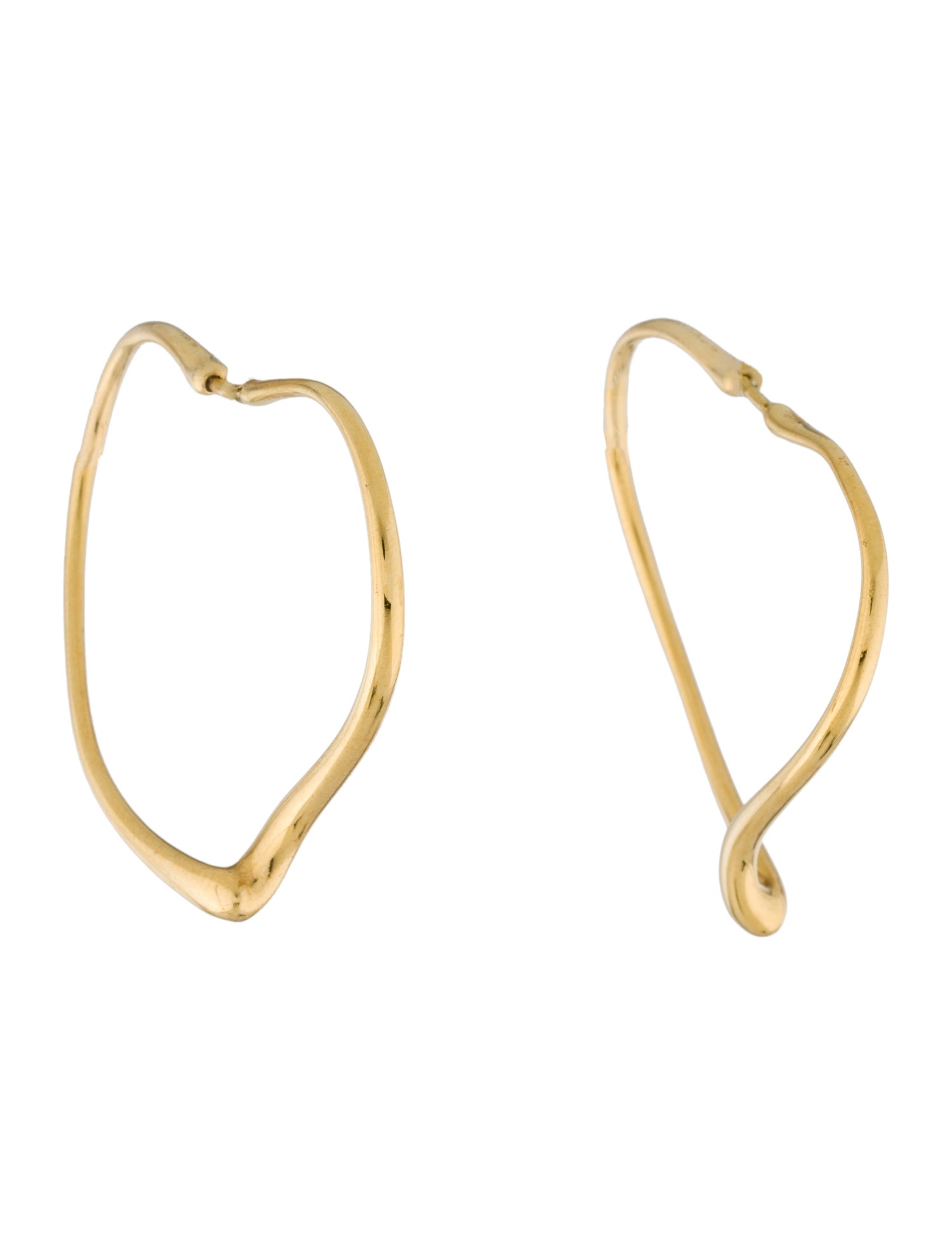 Tiffany & Co. 18K Open Heart Hoop Earrings.