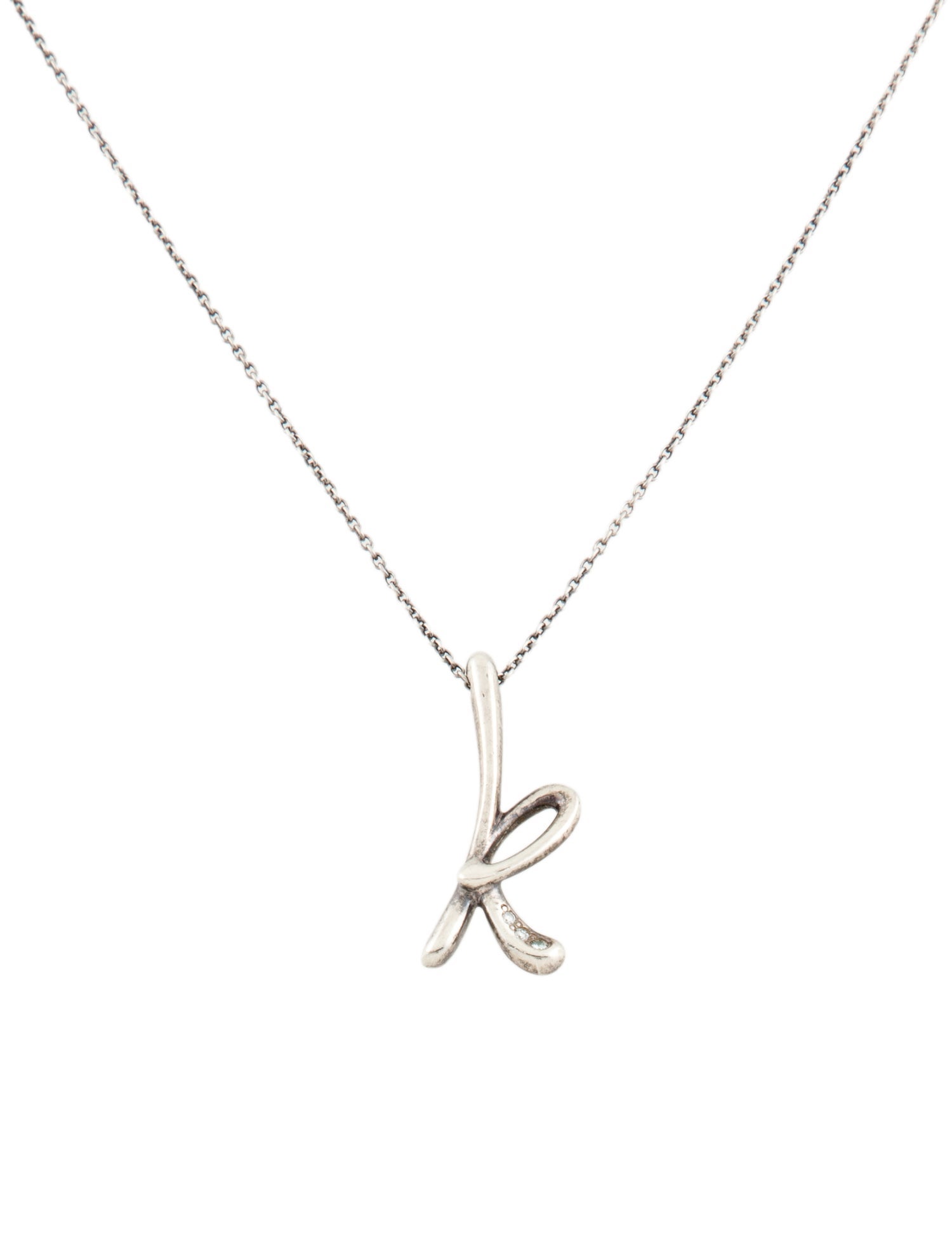 Tiffany & Co. Diamond Initial "K" Pendant Necklace
