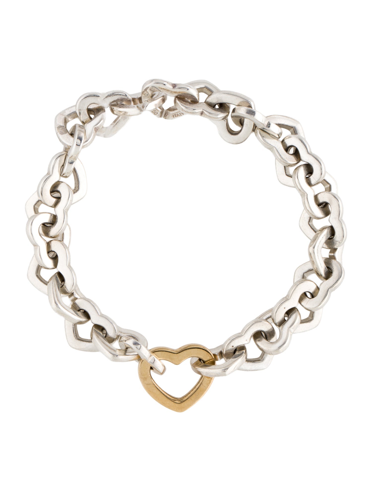 Tiffany & Co. Vintage Two-Tone Heart Link Bracelet