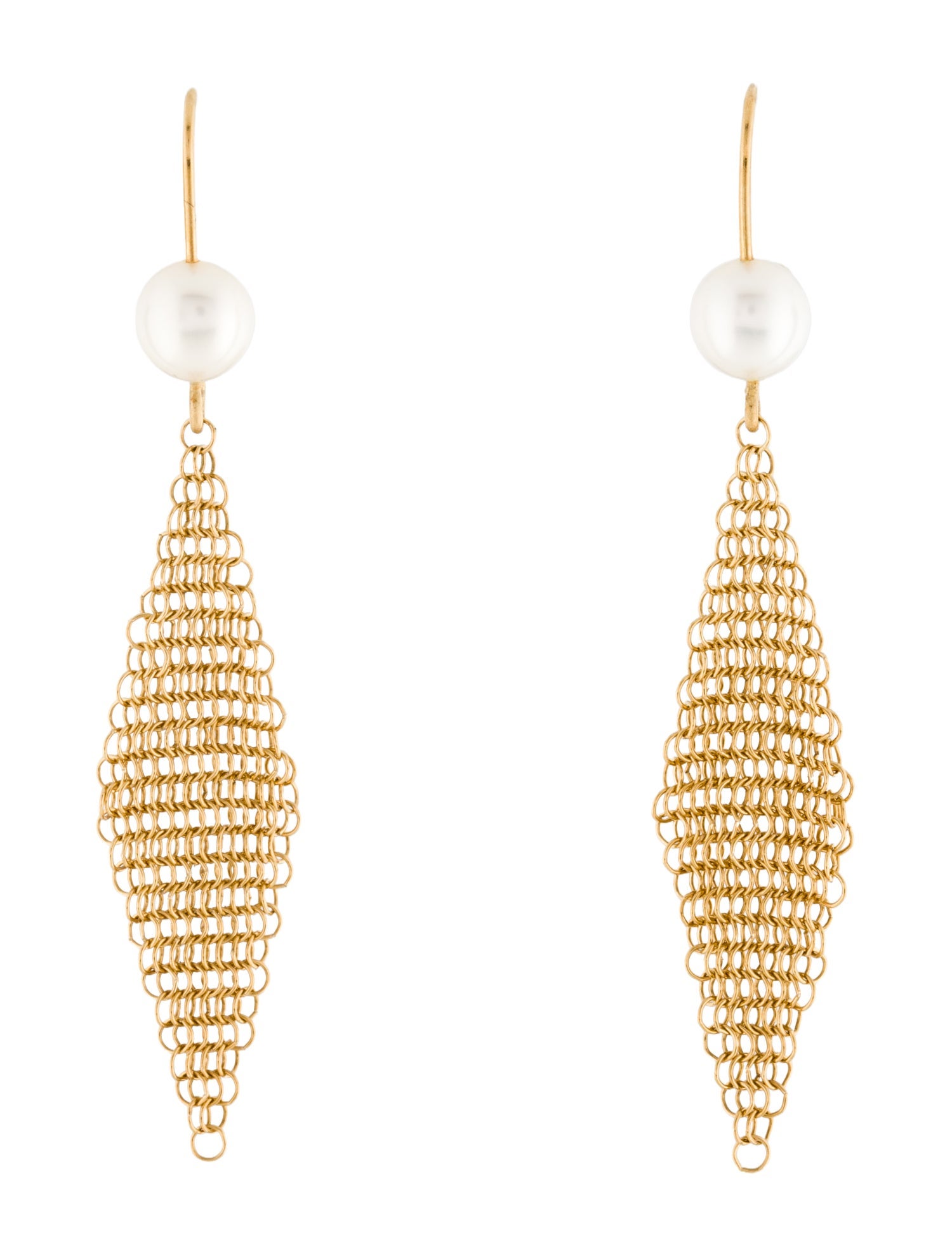 Tiffany & Co. 18K Pearl Mesh Drop Earrings