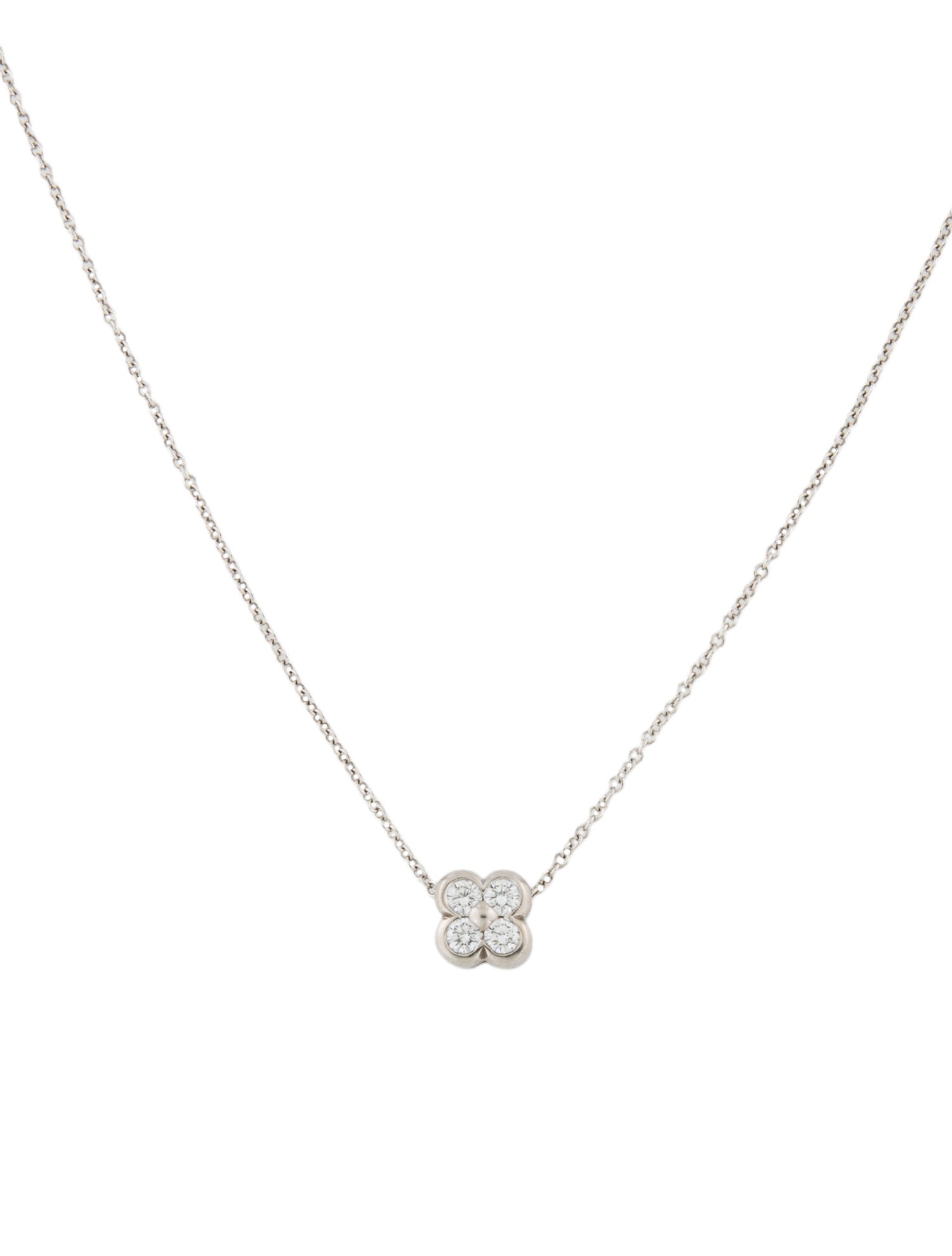 Tiffany & Co. Platinum Diamond Flower Pendant Necklace