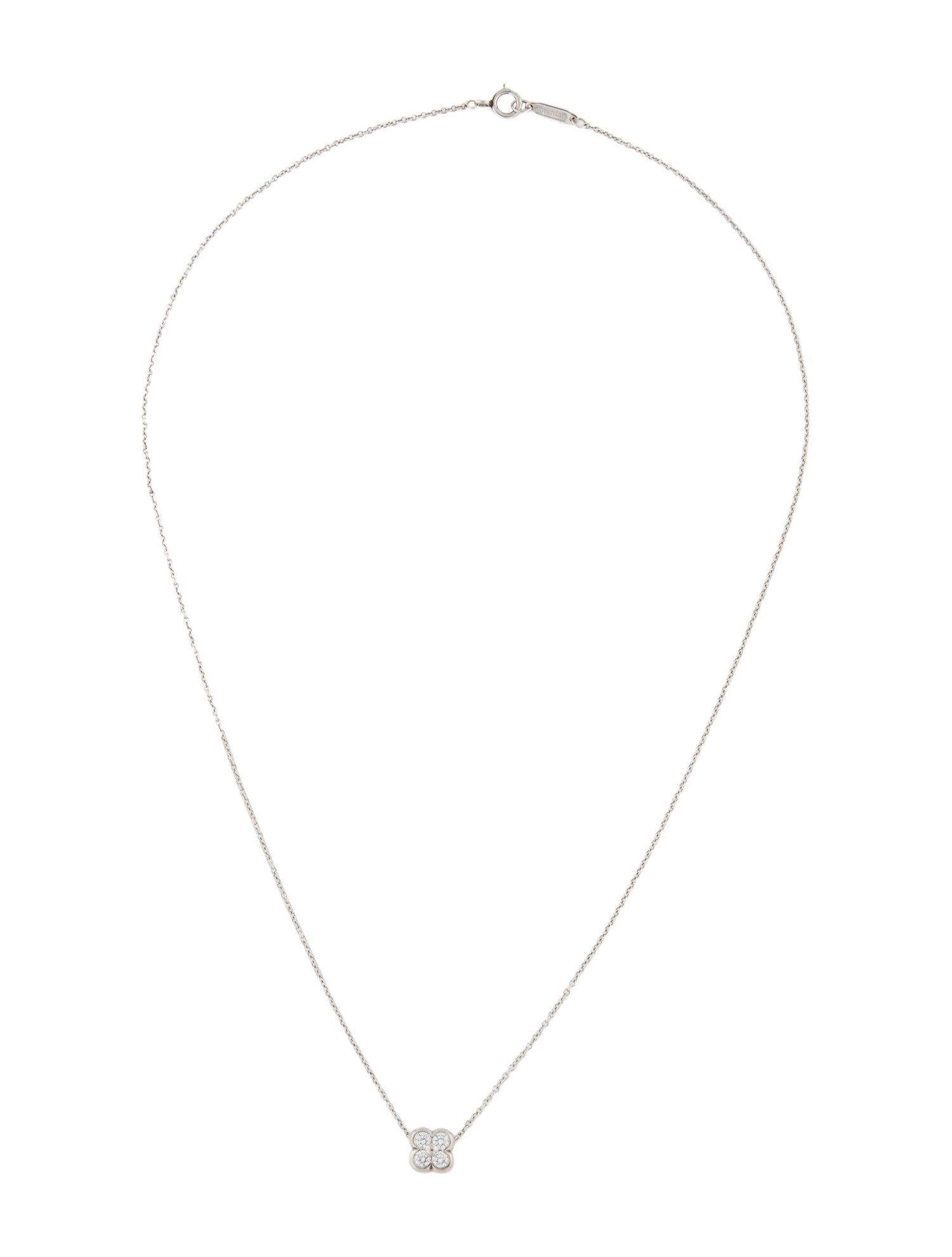 Tiffany & Co. Platinum Diamond Flower Pendant Necklace