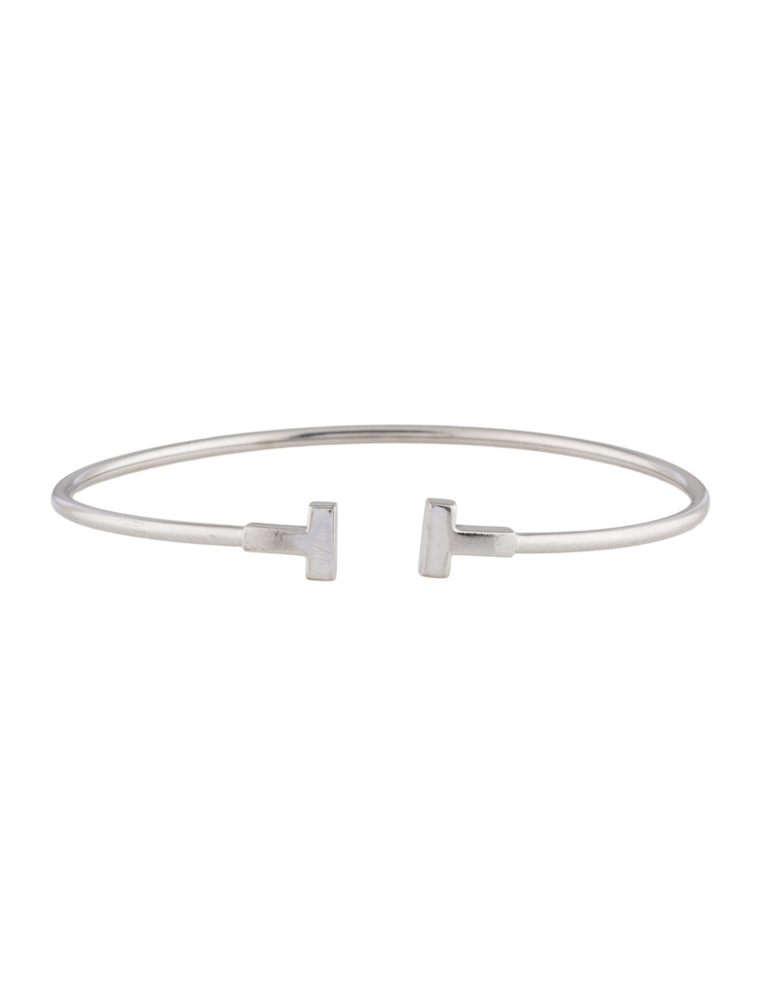 Tiffany & Co. 18K T Narrow Wire Bracelet