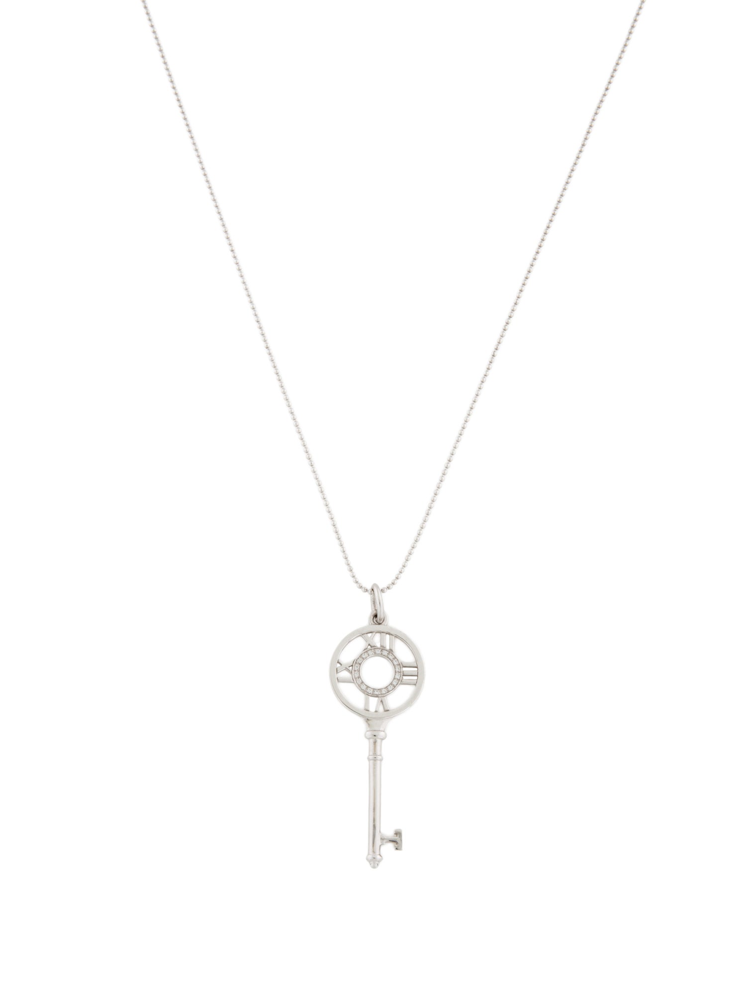 Tiffany & Co. 18K Diamond Atlas Key Pendant Necklace