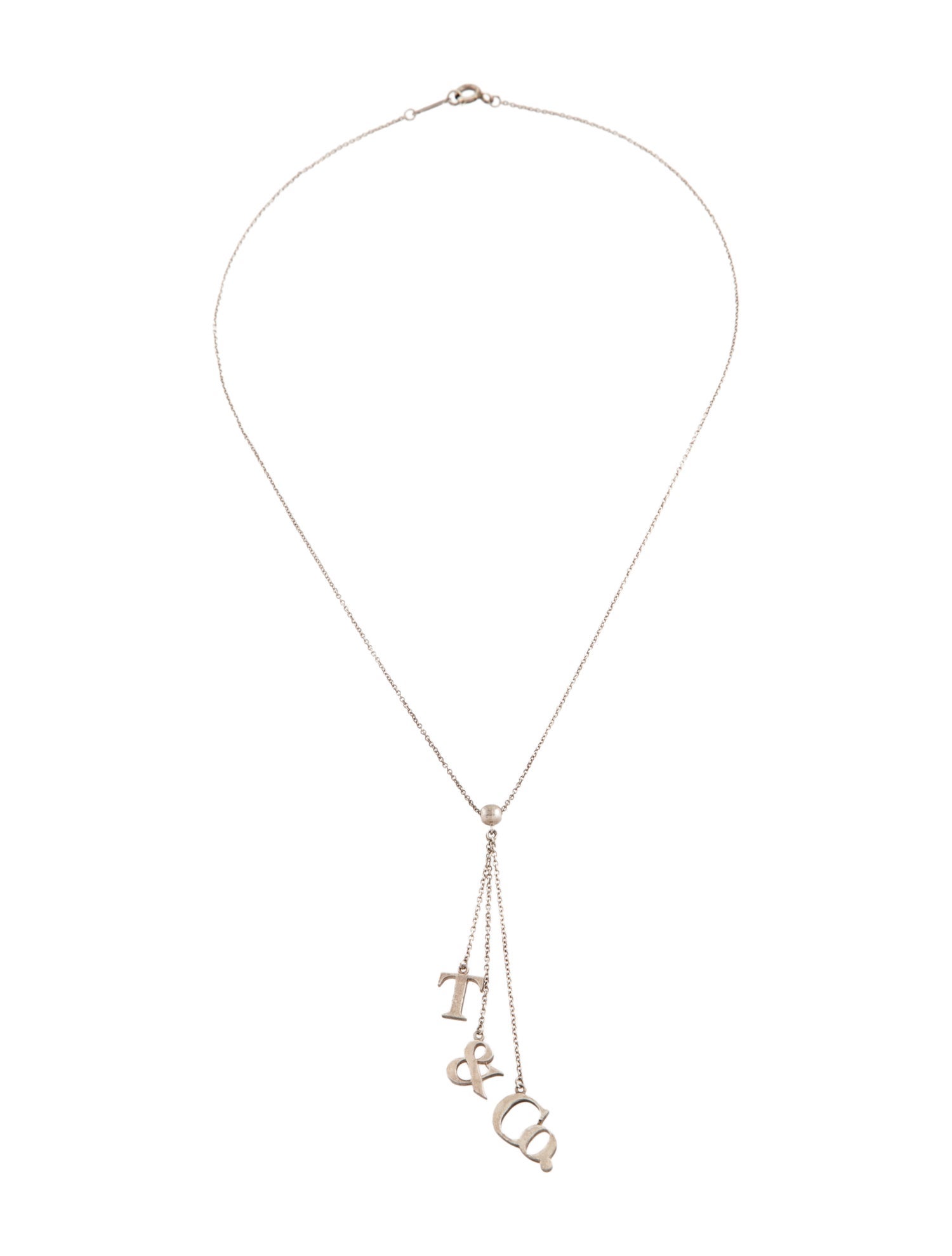 Tiffany & Co. Letter Logo Drop Pendant Necklace